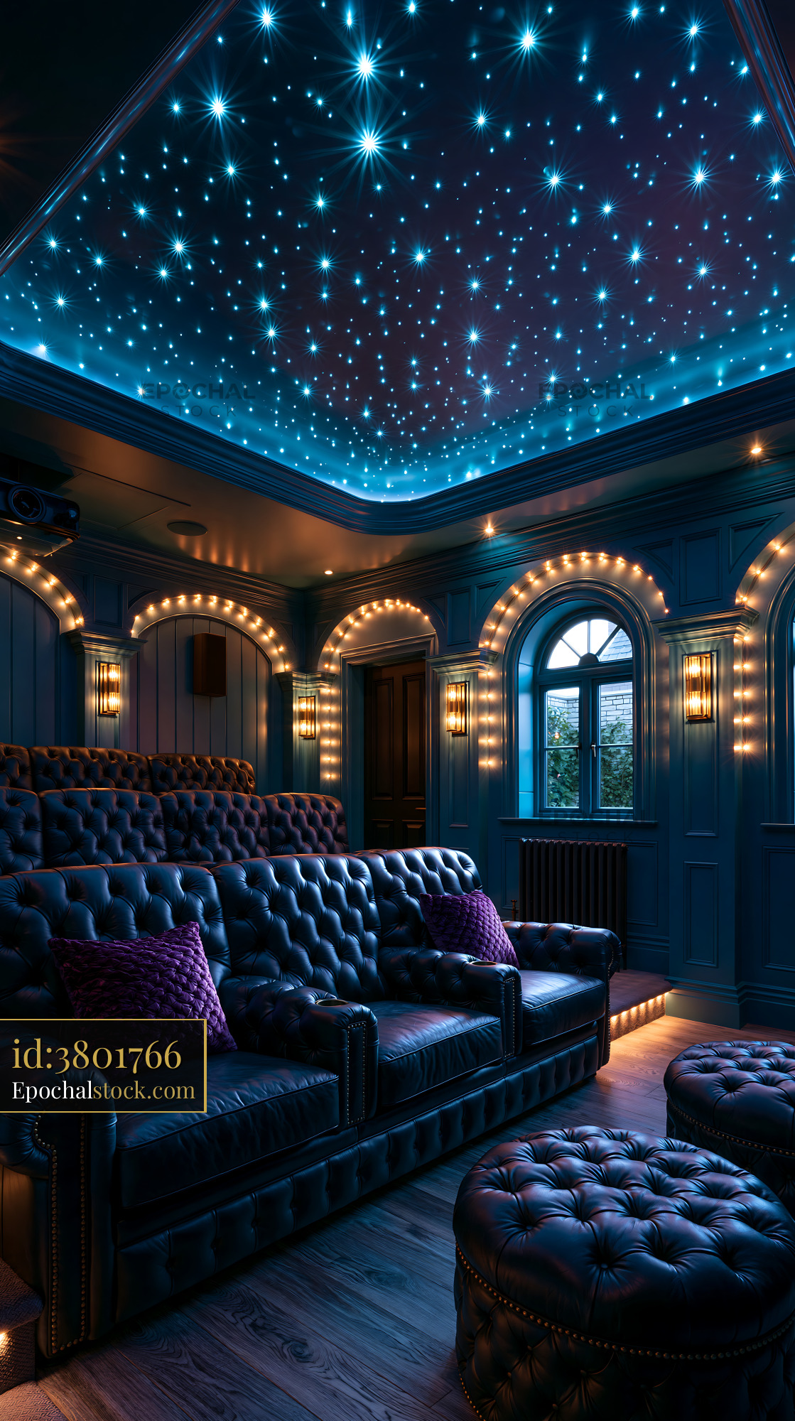 Watermarked full-resolution preview of Elegant leather lounge beneath a glowing star ceiling