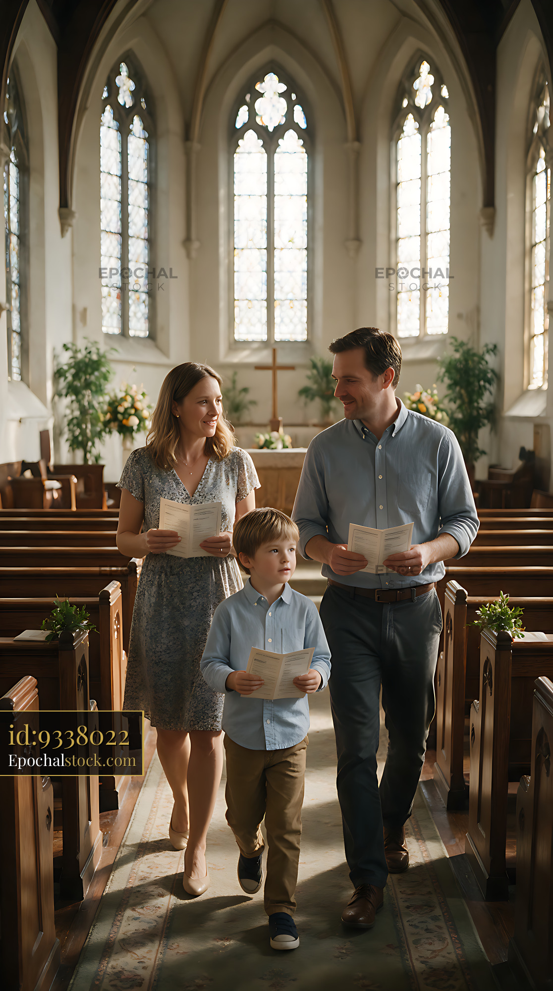 Watermarked full-resolution preview of Family attending a church service together