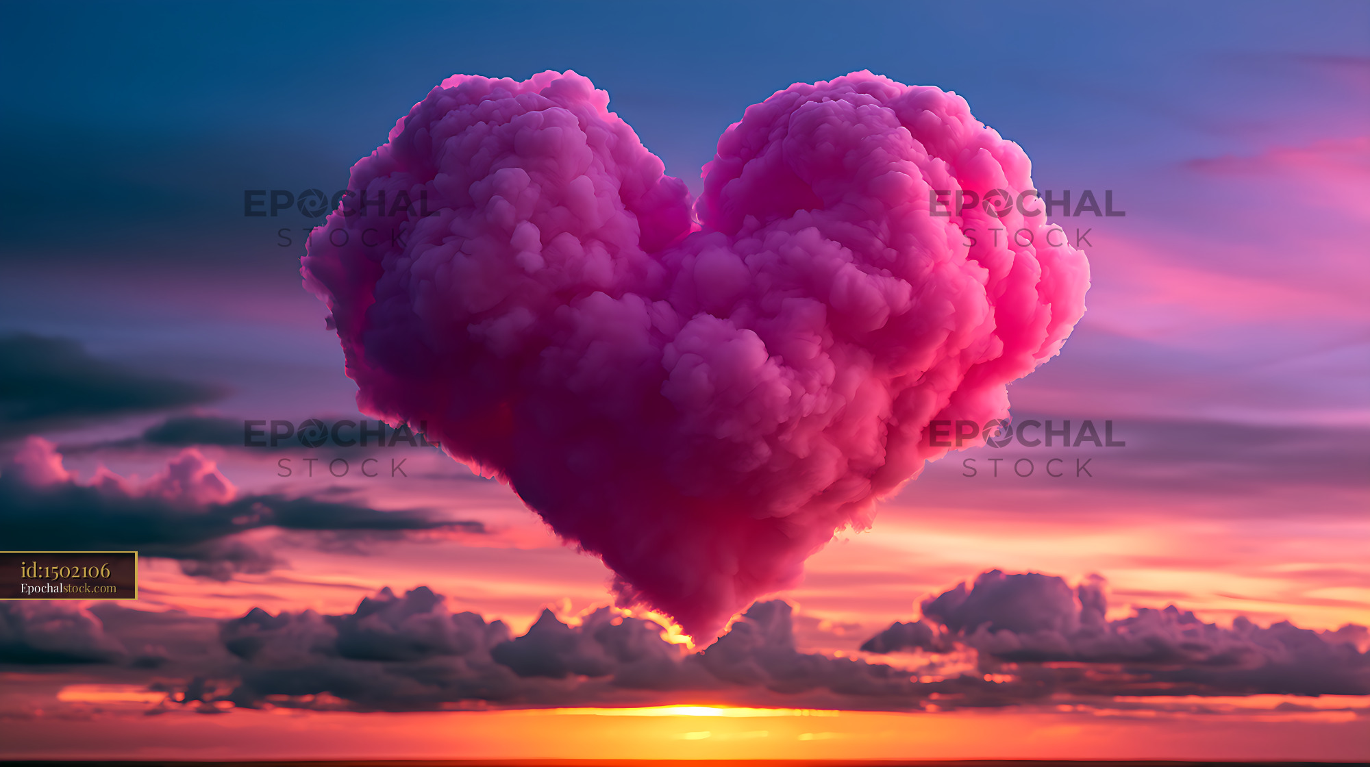 Watermarked full-resolution preview of Vivid magenta cloudscape at sunset