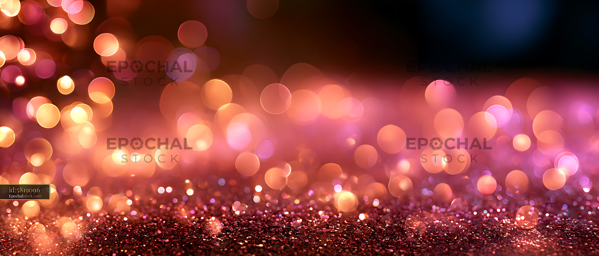 Watermarked full-resolution preview of Colorful bokeh lights above a sparkling glitter surface
