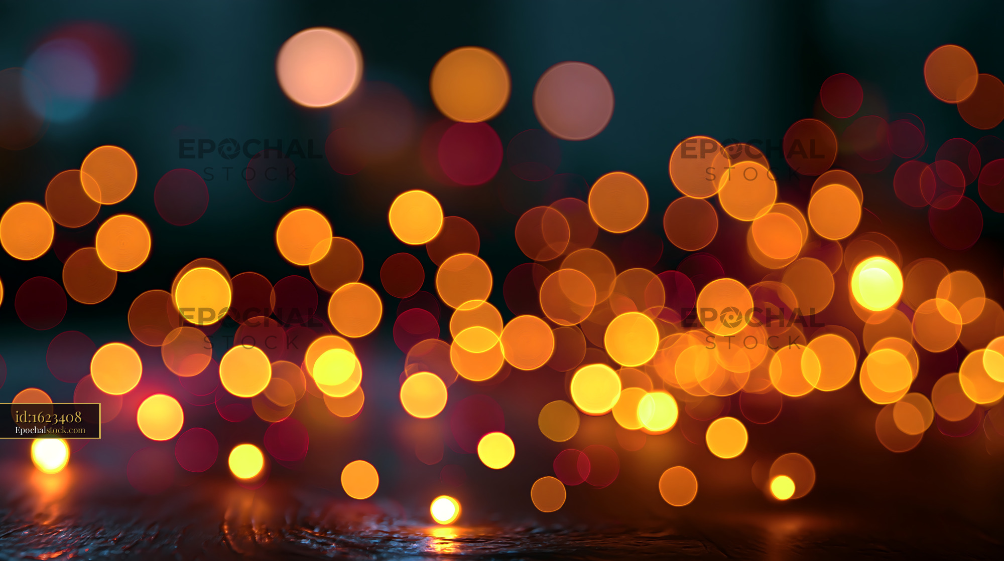 Watermarked full-resolution preview of Colorful bokeh lights create a warm atmosphere at night