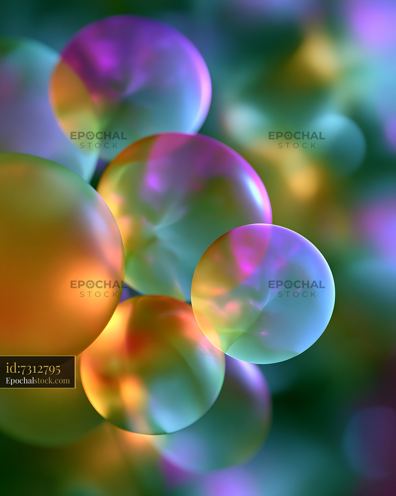 Watermarked full-resolution preview of Colorful bubbles floating in abstract background