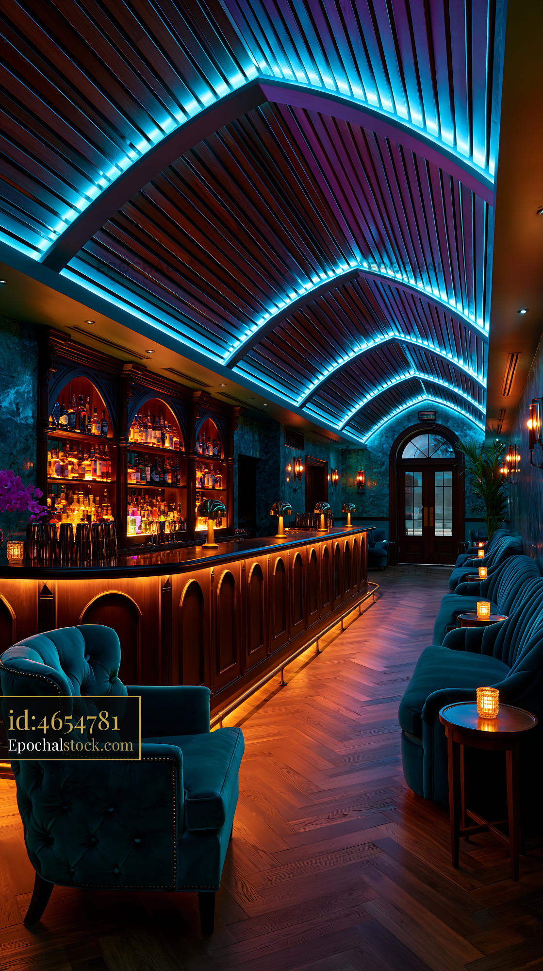 Hidden Basement Cinema With Speakeasy Style Decor in Cozy Setting - stock photo
