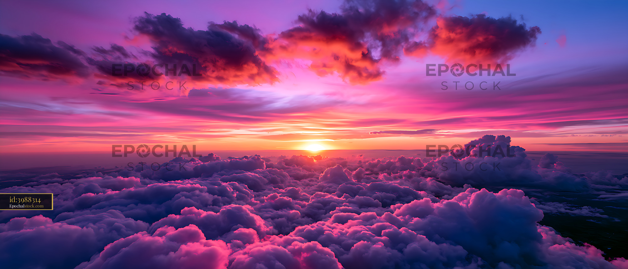 Watermarked full-resolution preview of Colorful sunset over a sea of clouds