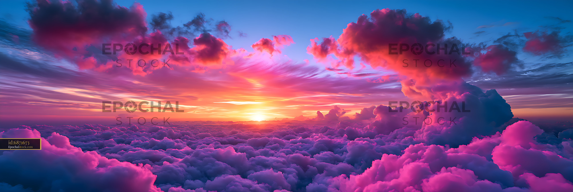 Watermarked full-resolution preview of Colorful cloudscape illuminated by a dramatic sunset