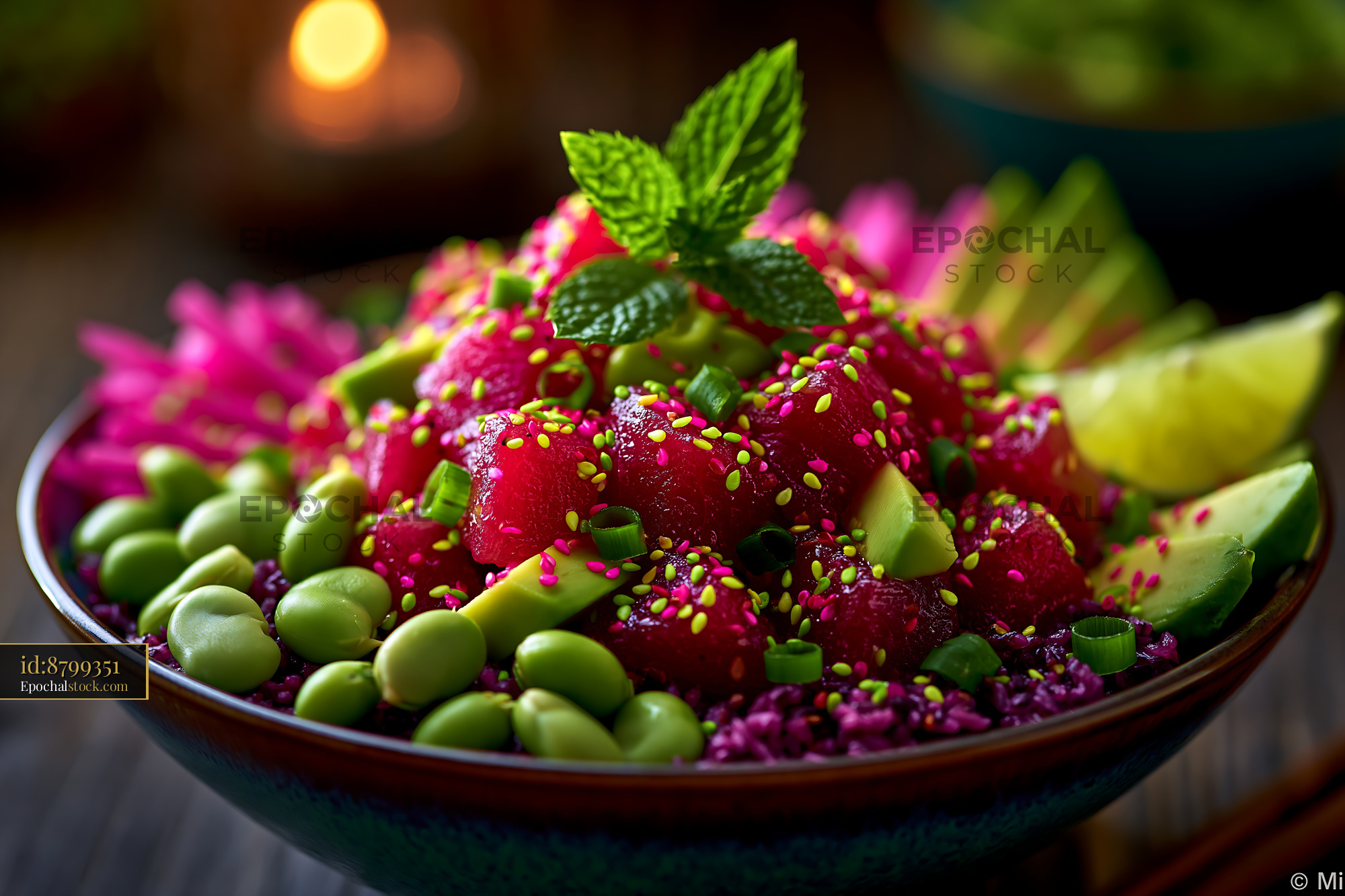 Watermarked full-resolution preview of Fresh fruit salad with vibrant colors served in a bowl
