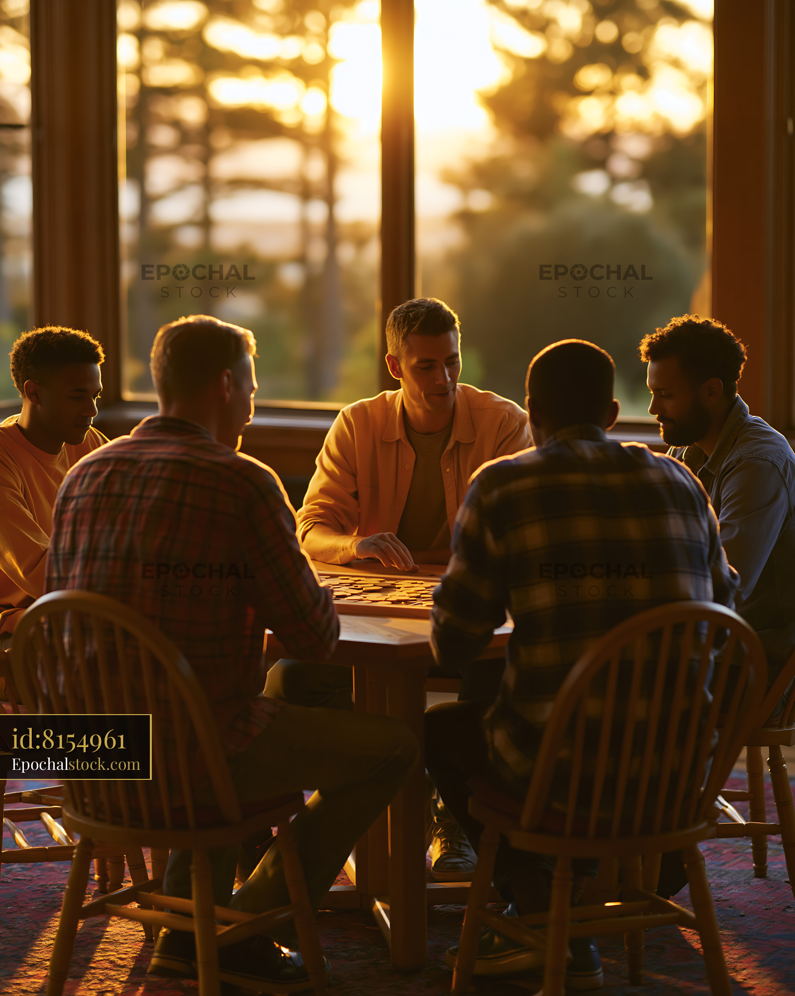 Watermarked full-resolution preview of Evening gathering around the table in a cozy setting