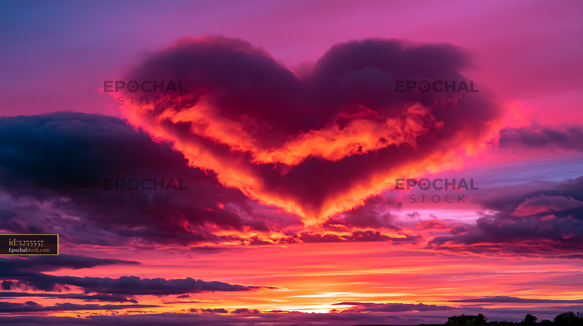 Watermarked full-resolution preview of Vivid orange and pink sunset beneath dramatic storm clouds