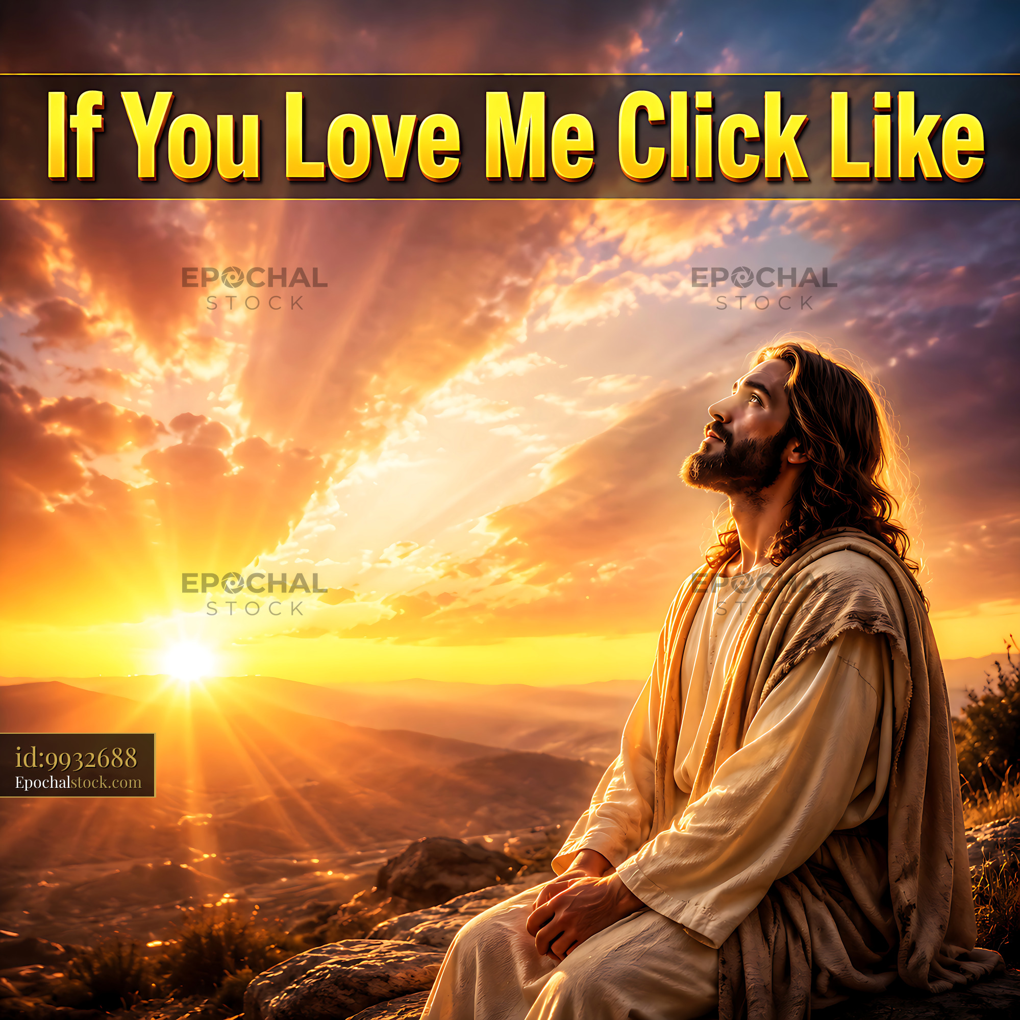 Watermarked full-resolution preview of Sunset scene with person looking up towards the sky