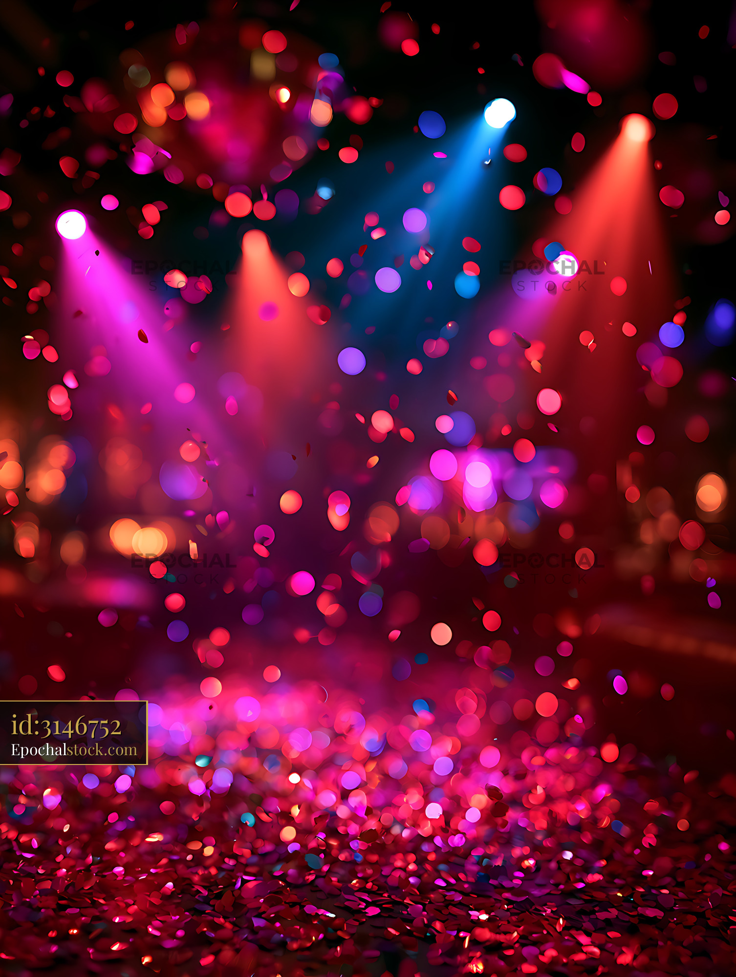 Watermarked full-resolution preview of Vibrant confetti and colorful spotlights