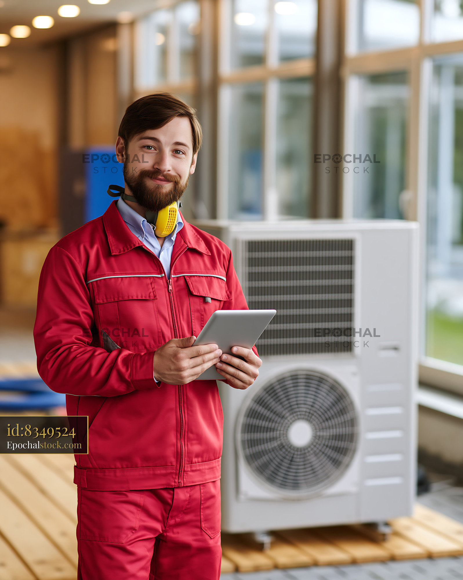 Apprentice Craftsman With Tablet in Workshop - stock photo