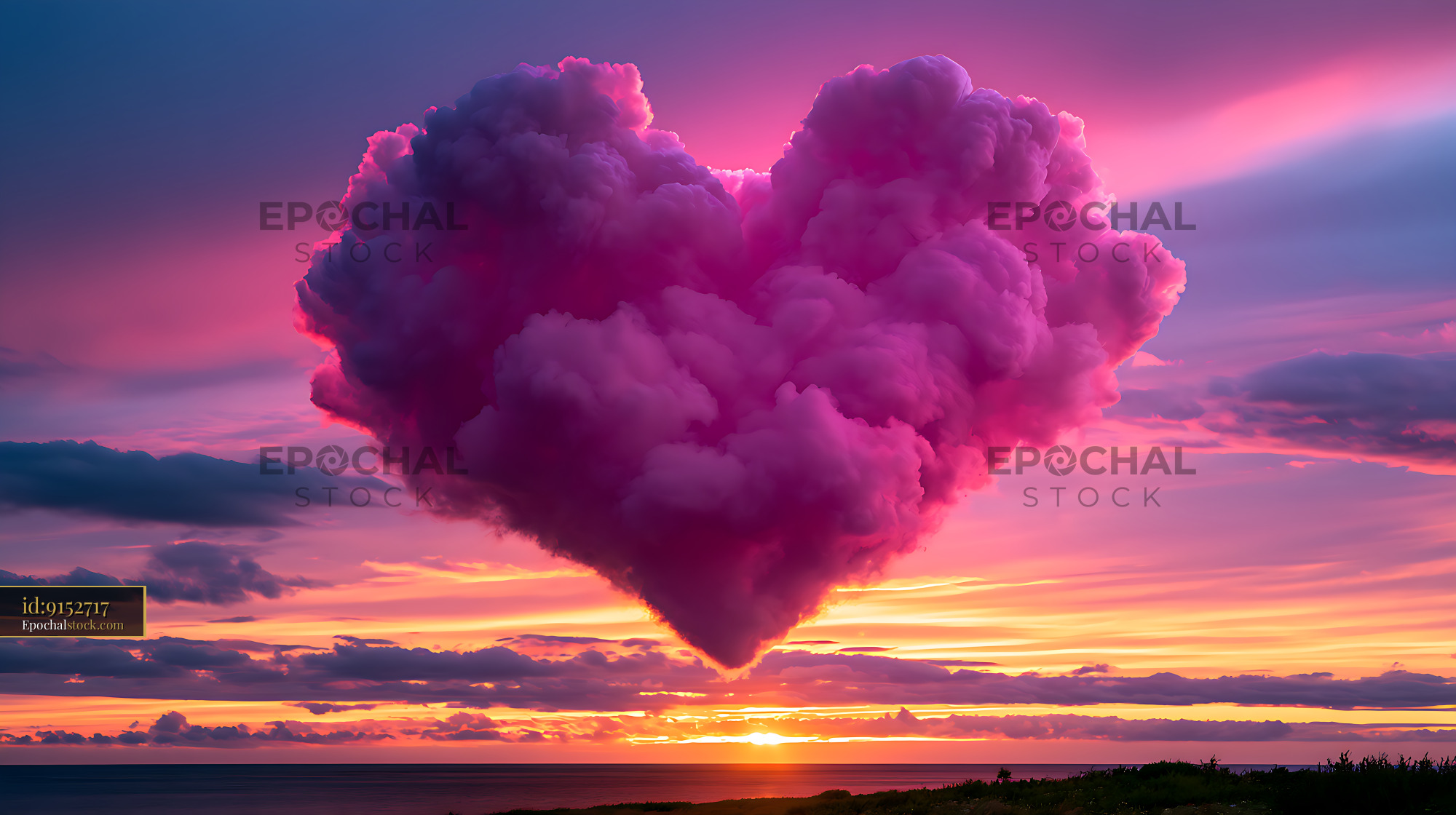 Watermarked full-resolution preview of Towering purple cloud above a glowing ocean sunset