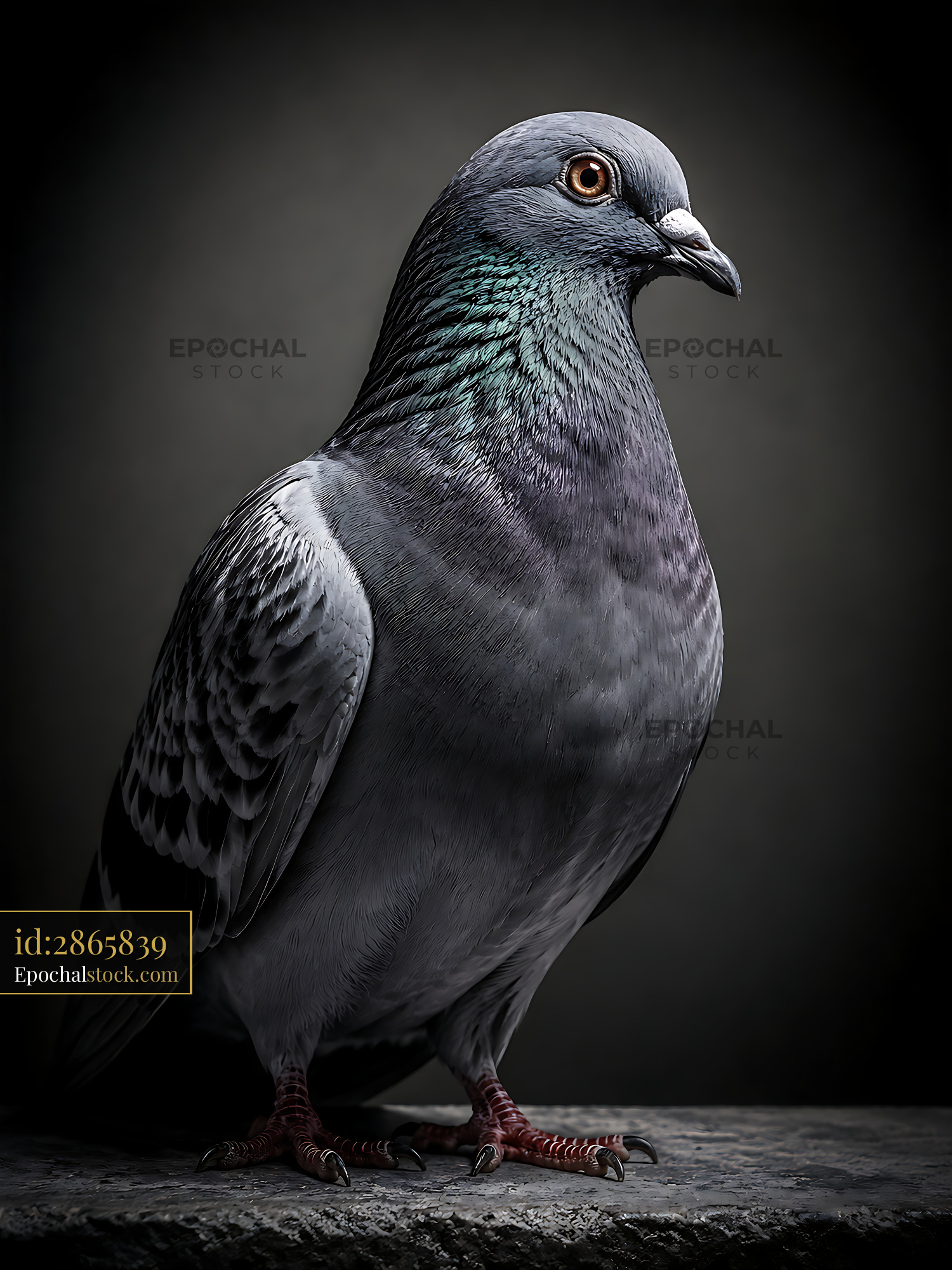 Watermarked full-resolution preview of Gray pigeon standing on a stone surface