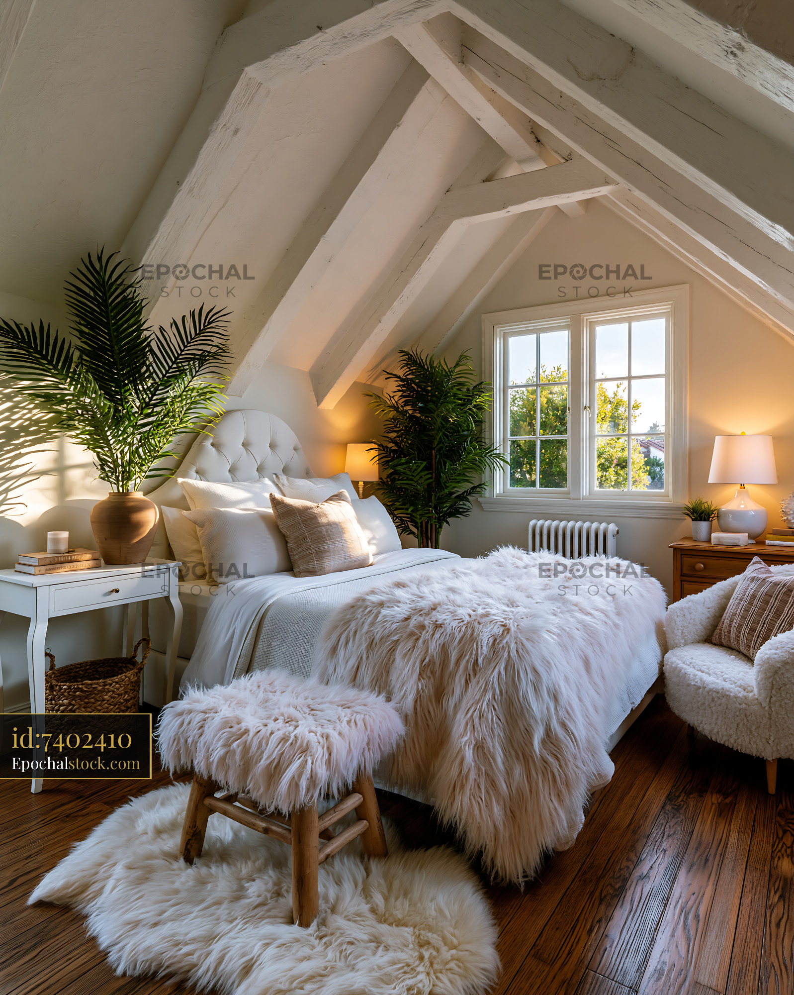 Watermarked full-resolution preview of Cozy bedroom with a warm atmosphere and natural light