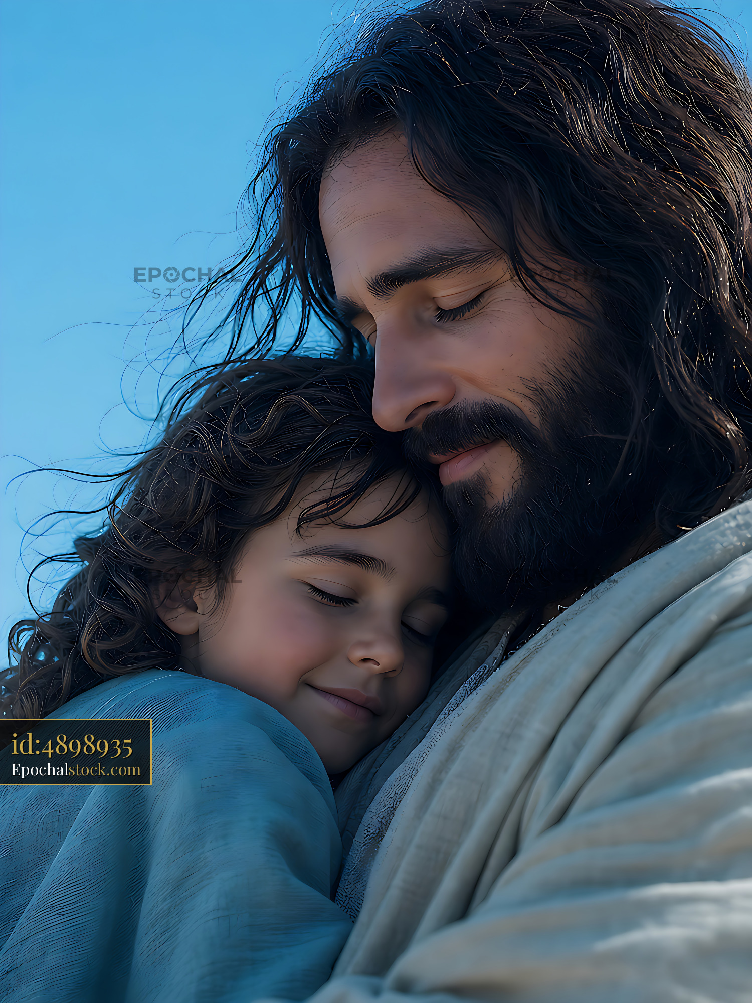 Watermarked full-resolution preview of Father and child embrace with warmth and joy