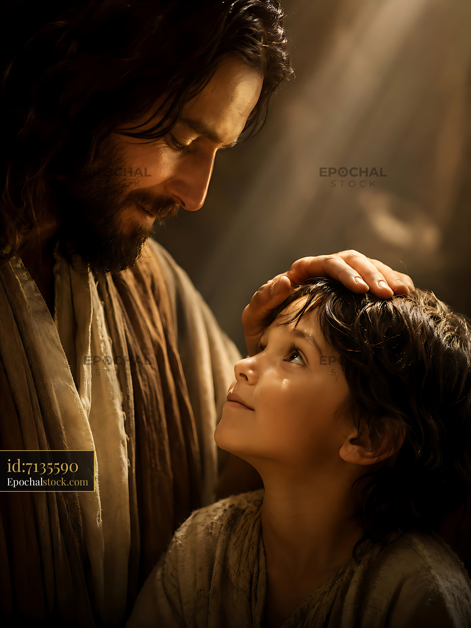 Man Interacts With Child in Soft Light With Warm Expressions — stock example for Nano Banana cost control