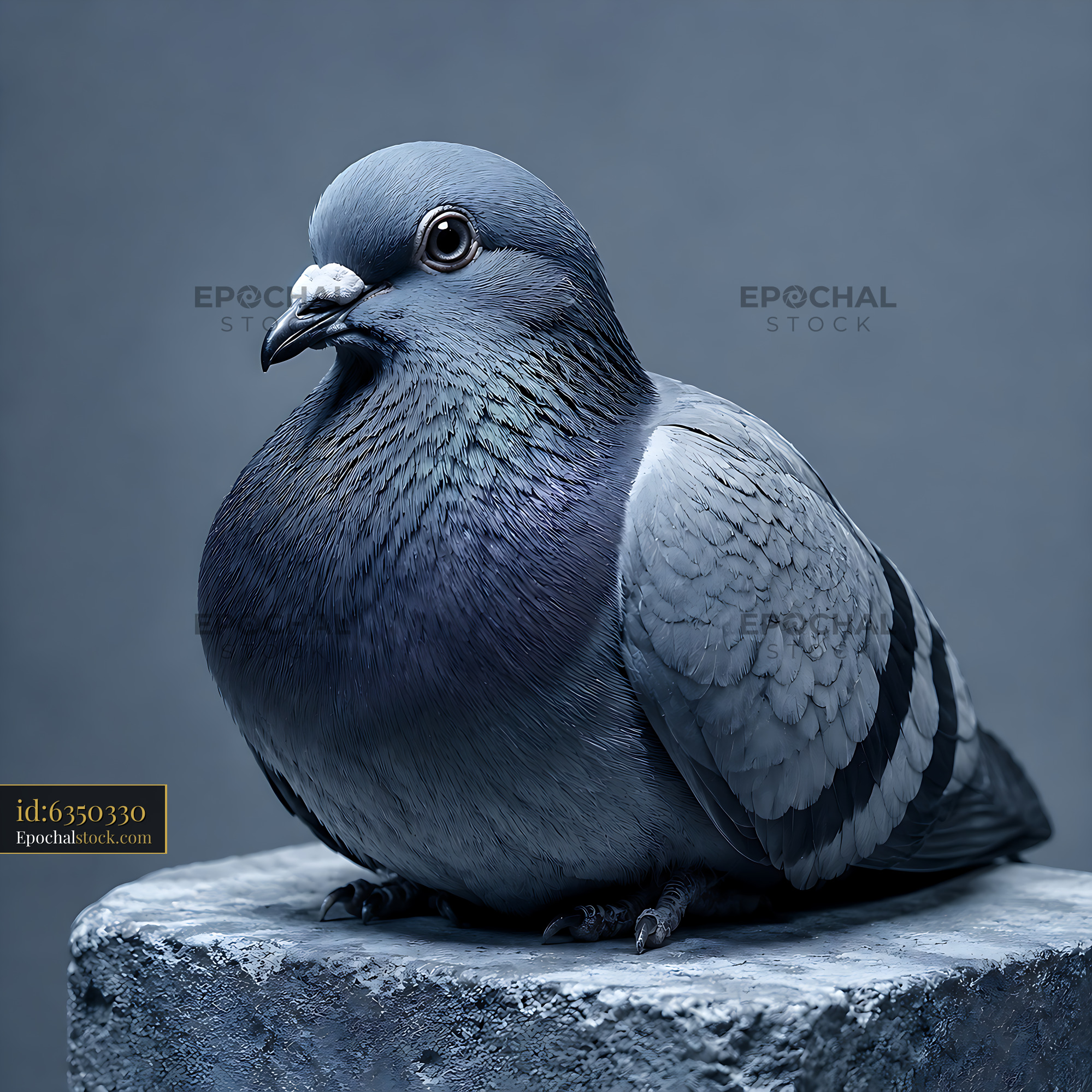 Watermarked full-resolution preview of Bird perched on stone in monochrome setting