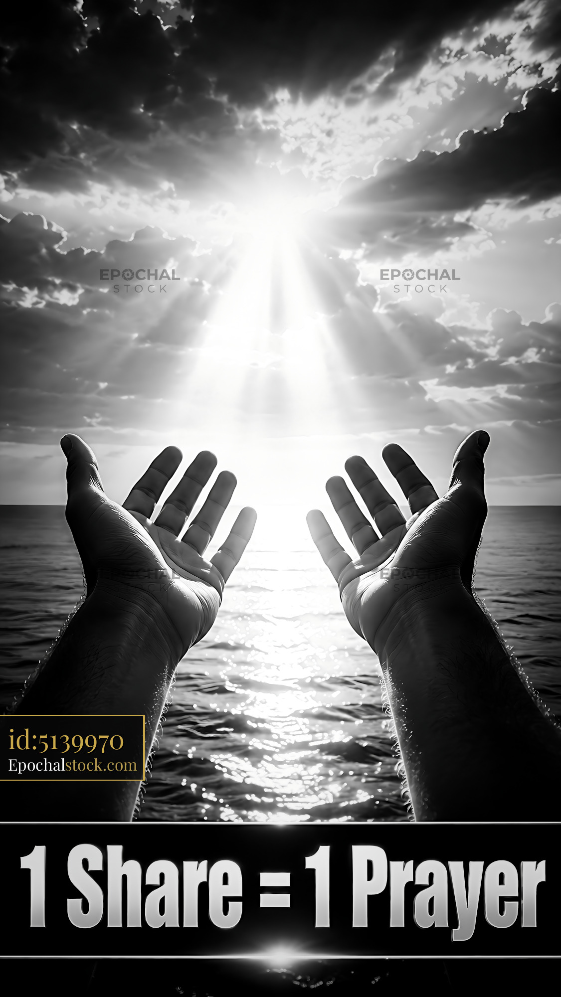 Watermarked full-resolution preview of Hands reaching out against a bright sky over water
