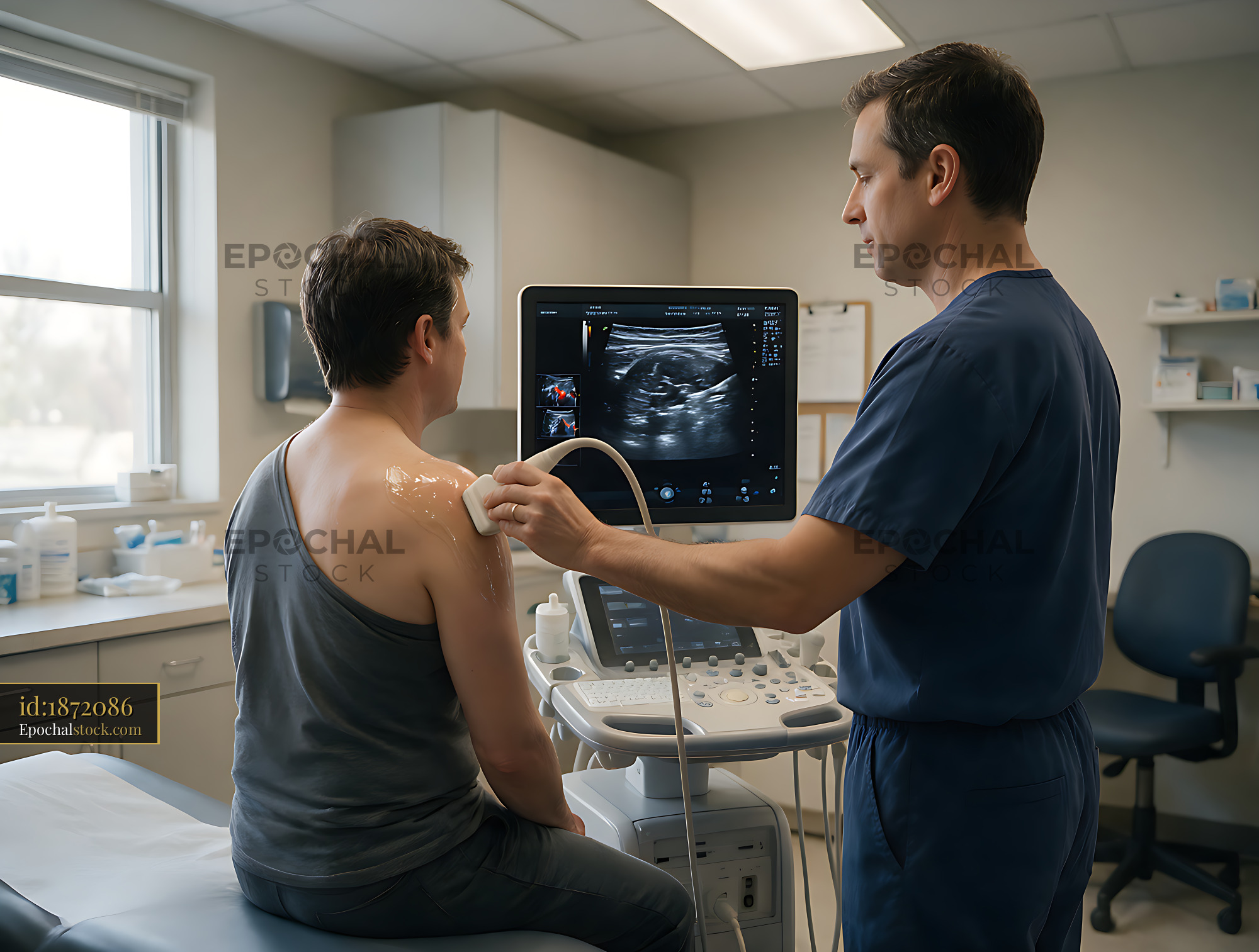 Watermarked full-resolution preview of Healthcare professional conducting an ultrasound examination