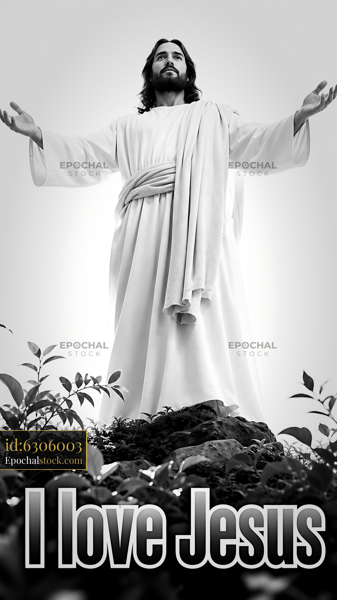 Jesus Figure With Arms Raised Expressing Love and Devotion - stock photo