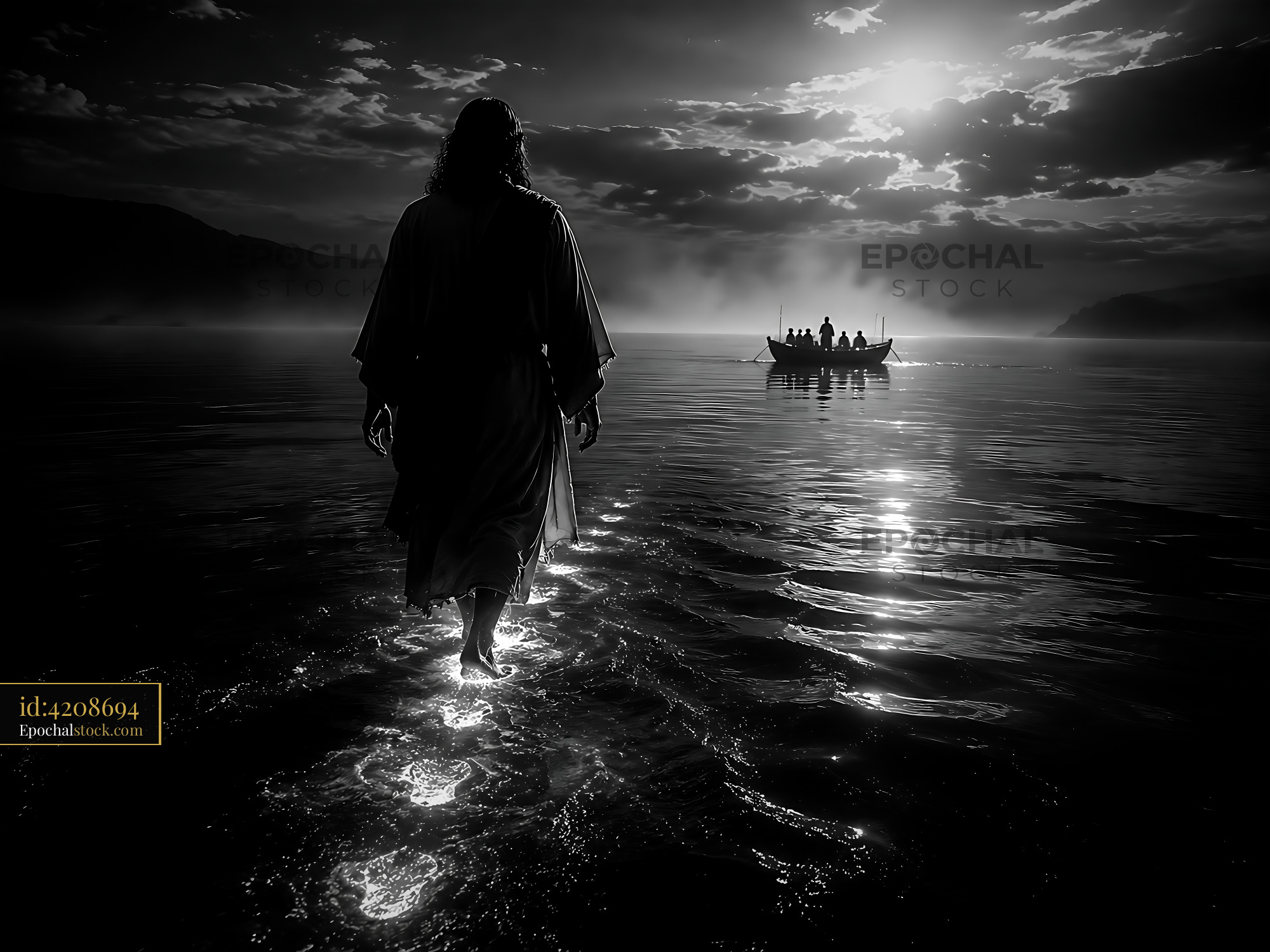 Watermarked full-resolution preview of Walking on water at dusk