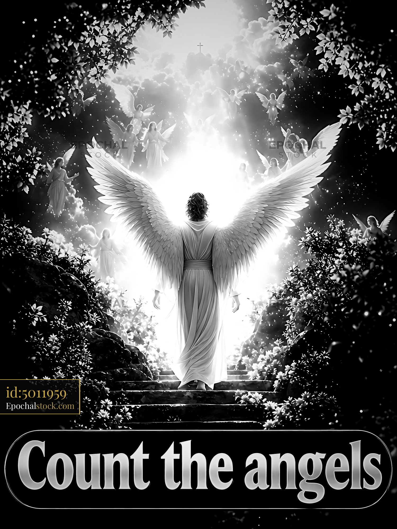 Count the Angels Approaching Light From the Dark Forest - stock photo