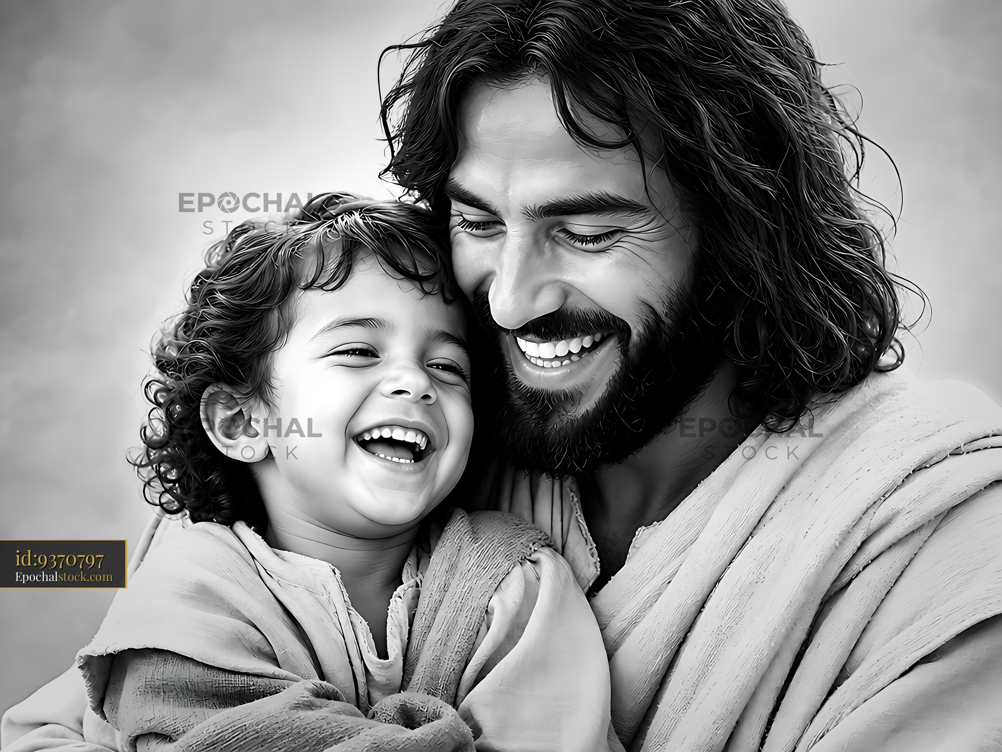 Man and Child Share Joy in Warm Embrace During a Joyful Moment - stock photo