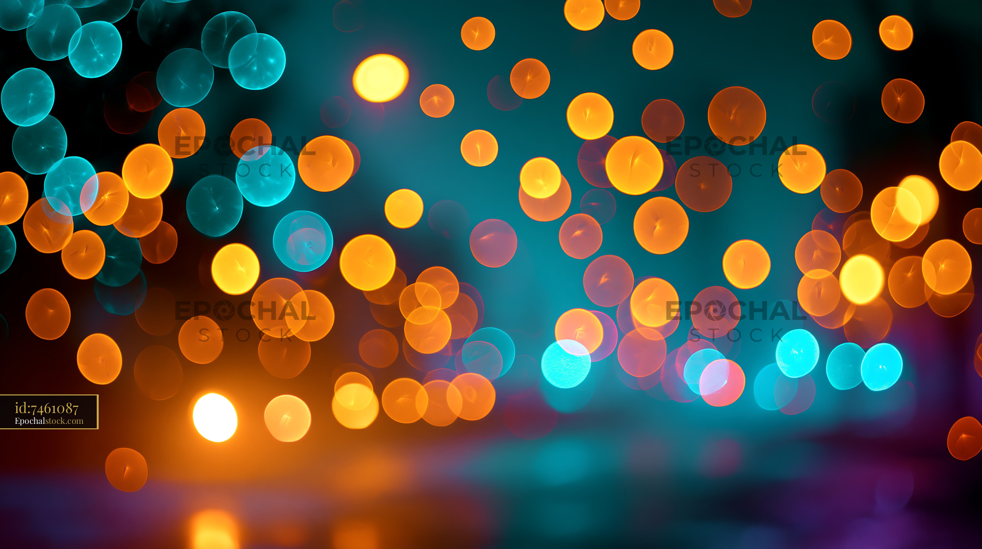 Watermarked full-resolution preview of Colorful bokeh lights create a vibrant night scene