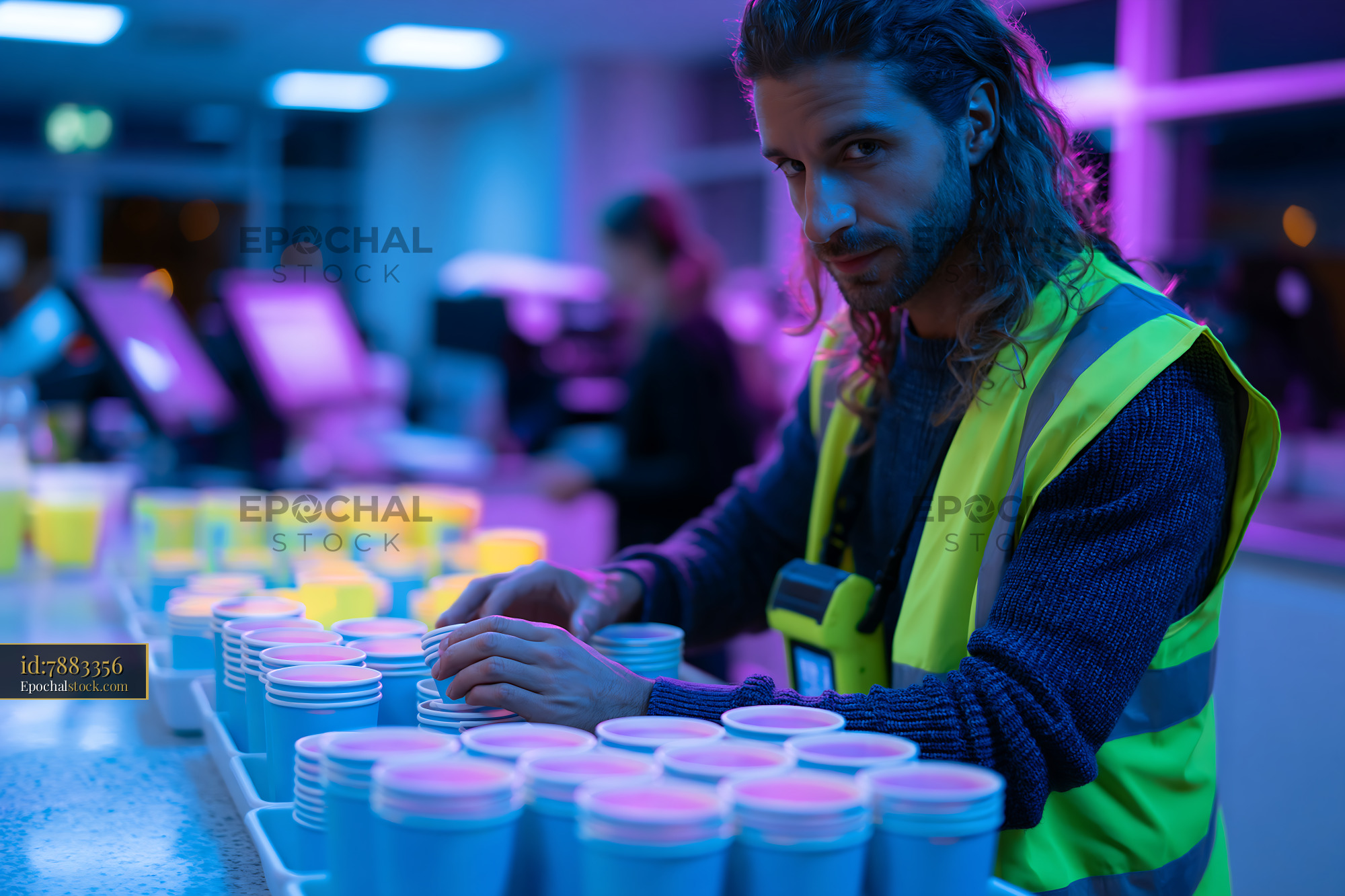 Energy Consultant With Thermal Imaging Camera in Neon-Lit Setting — stock example for home hero and product mood