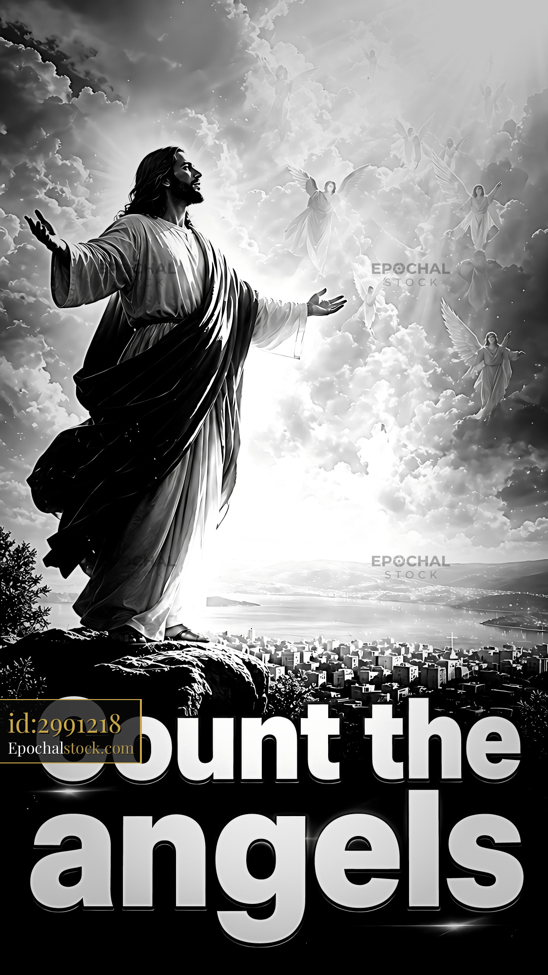 Watermarked full-resolution preview of Count the angels in a dramatic celestial scene