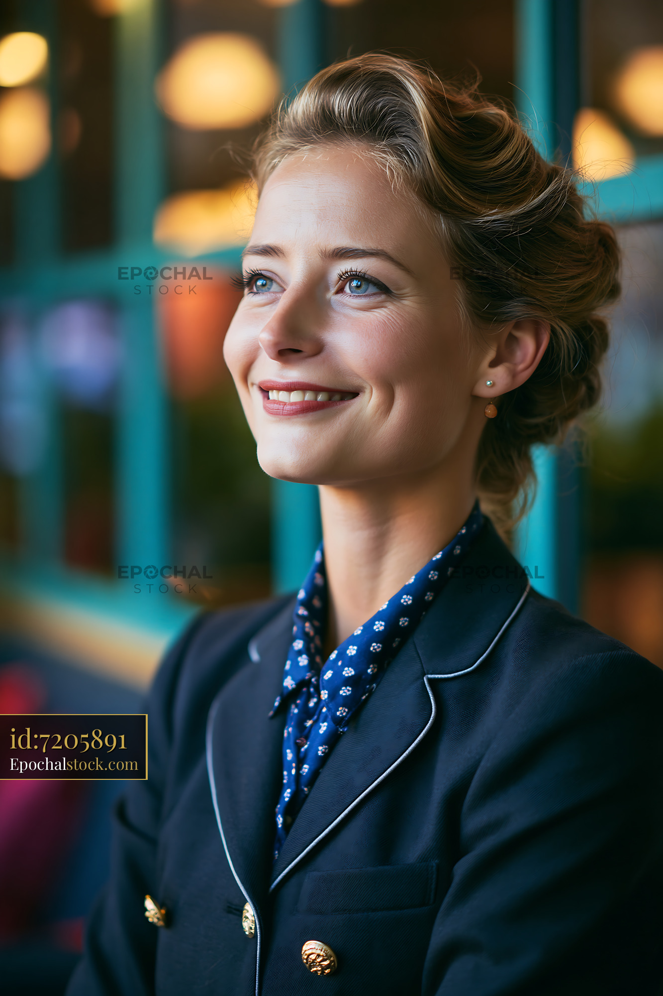 Watermarked full-resolution preview of Woman smiling in cafe during daytime