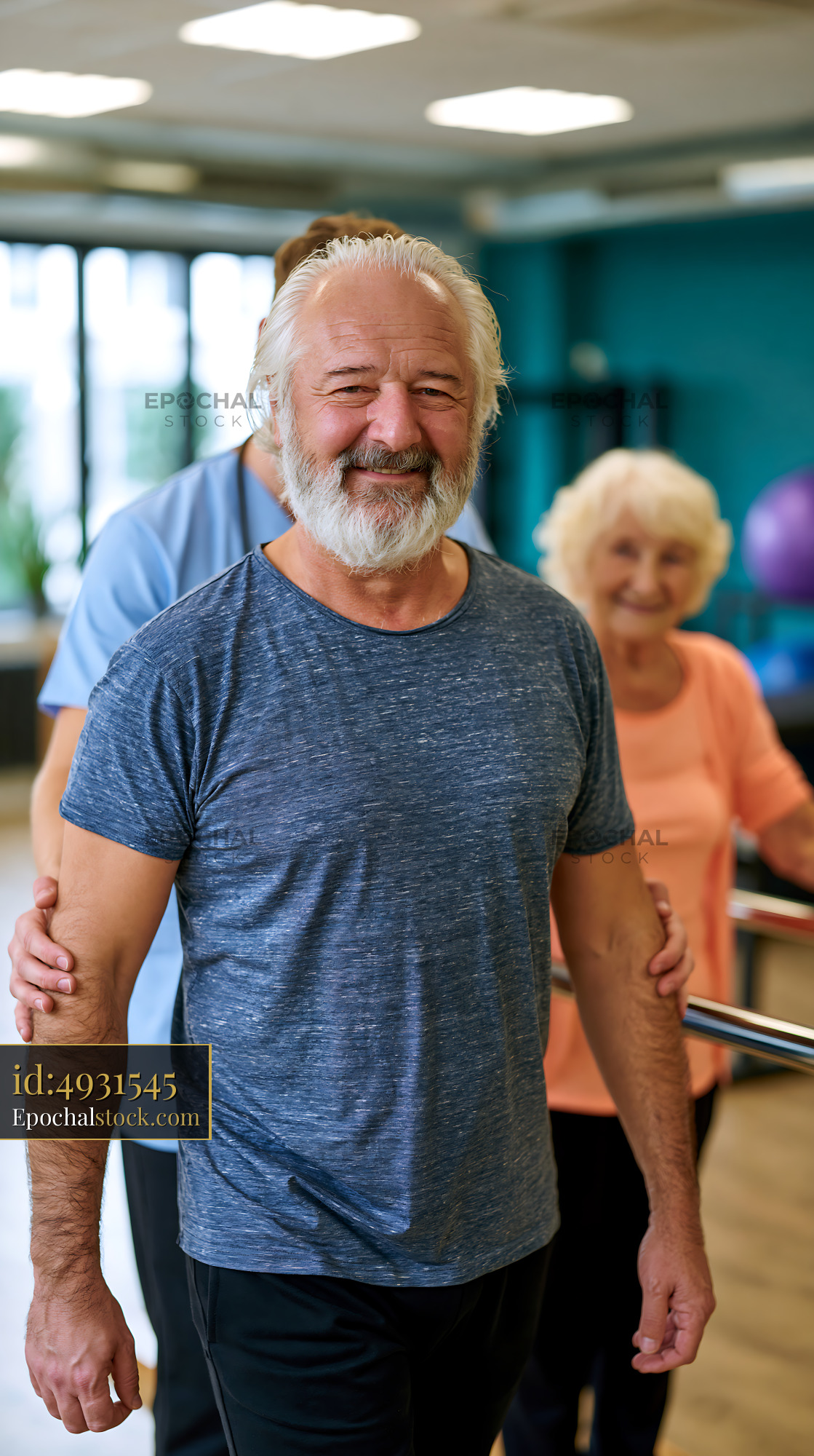 Man Smiling During Preventive Checkup in Fitness Center - stock photo