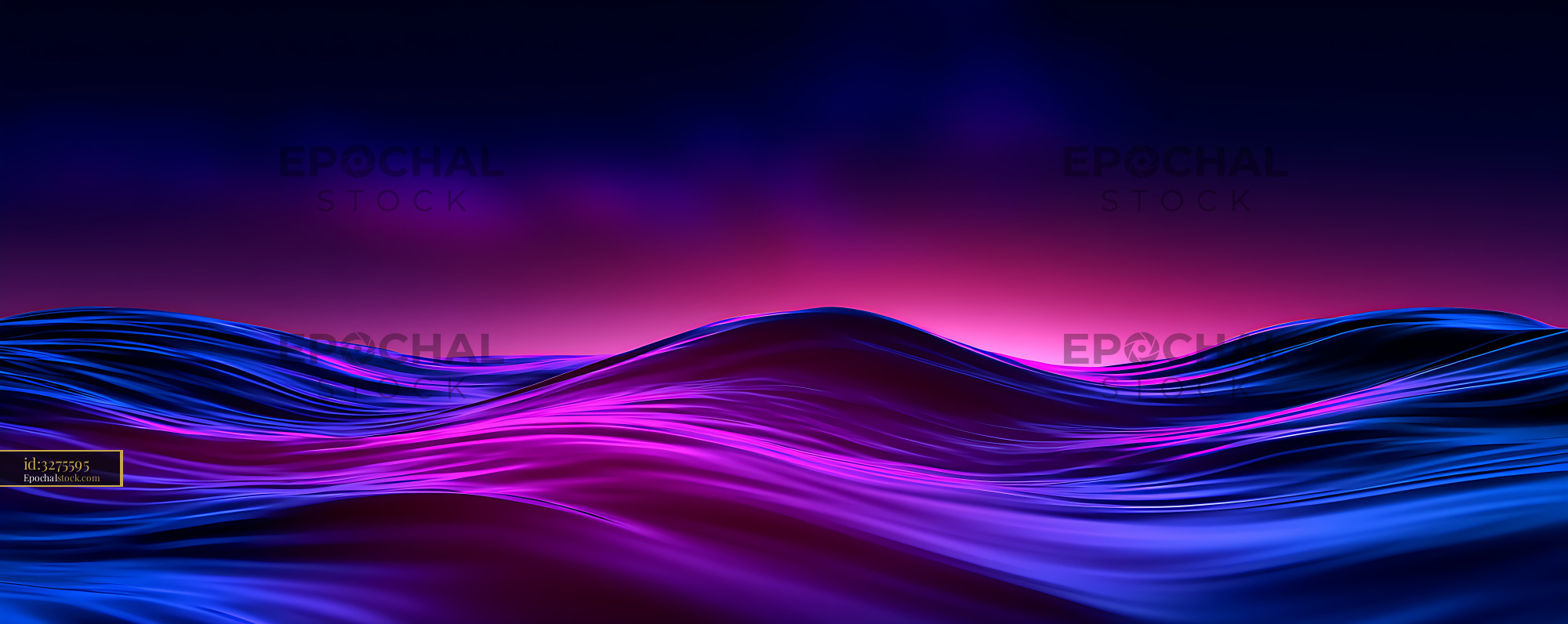 Watermarked full-resolution preview of Colorful waves in a digital landscape at night