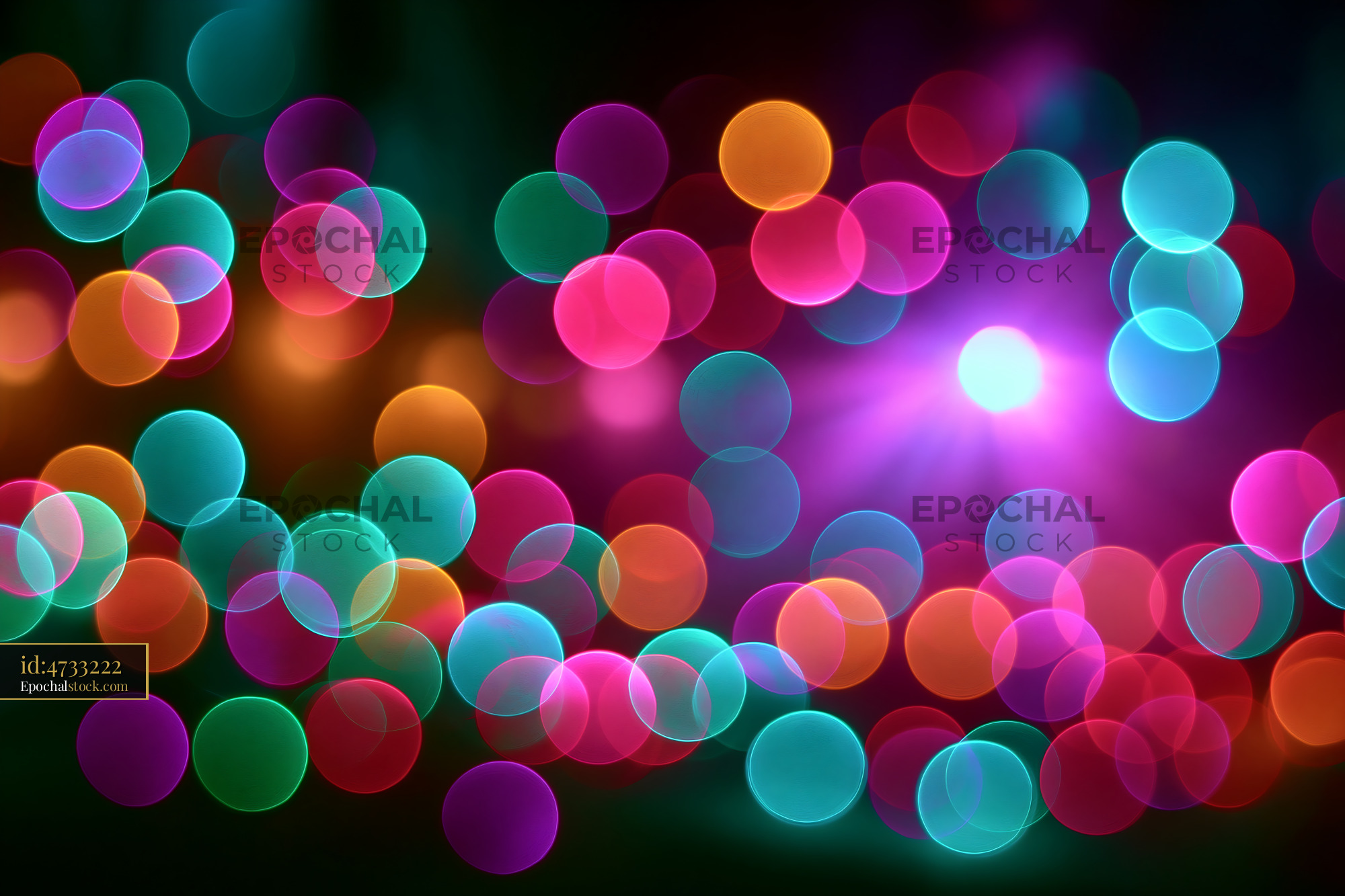 Watermarked full-resolution preview of Colorful bokeh lights in a soft blur