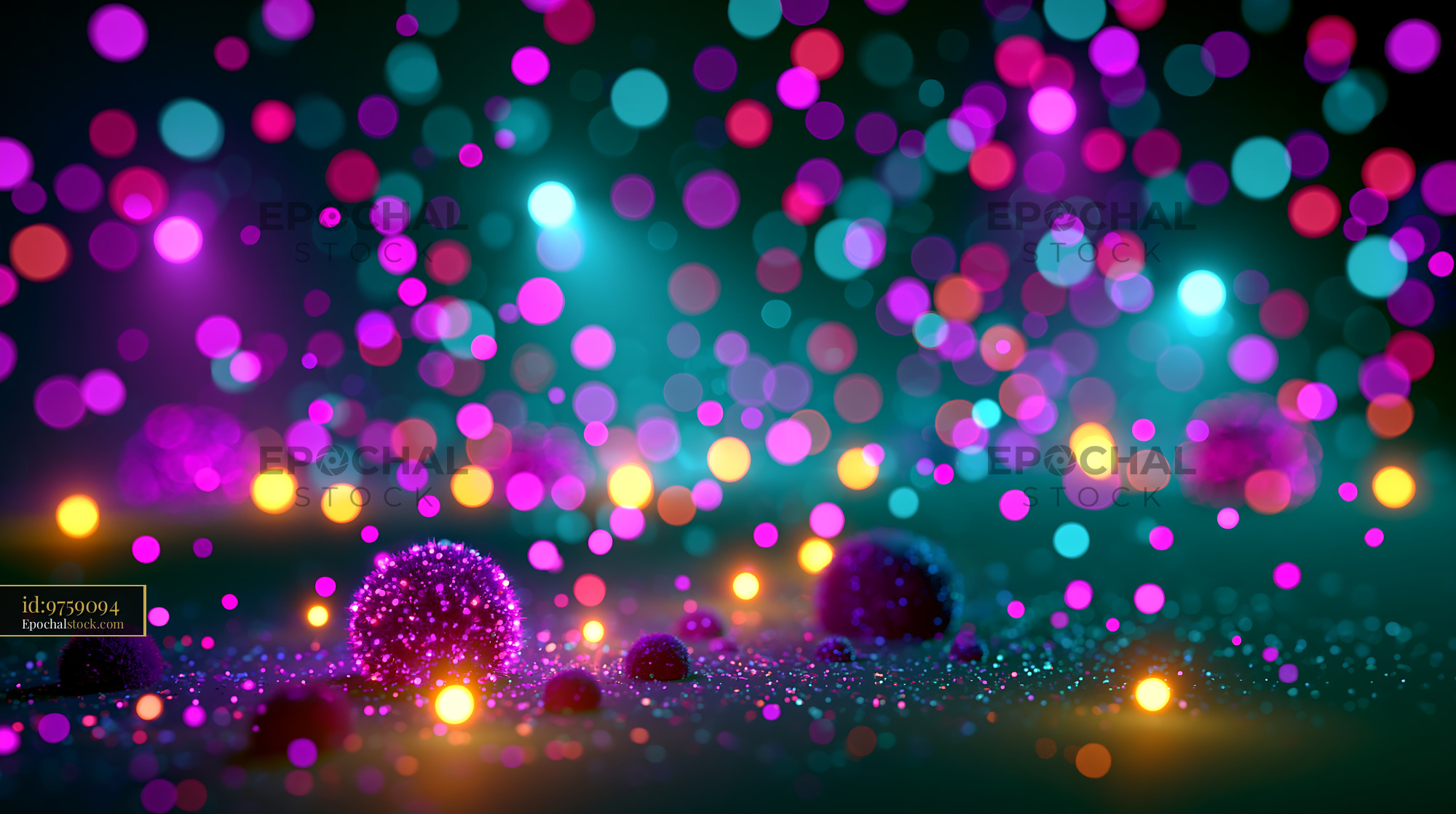 Watermarked full-resolution preview of Colorful lights create vibrant atmosphere at a night event