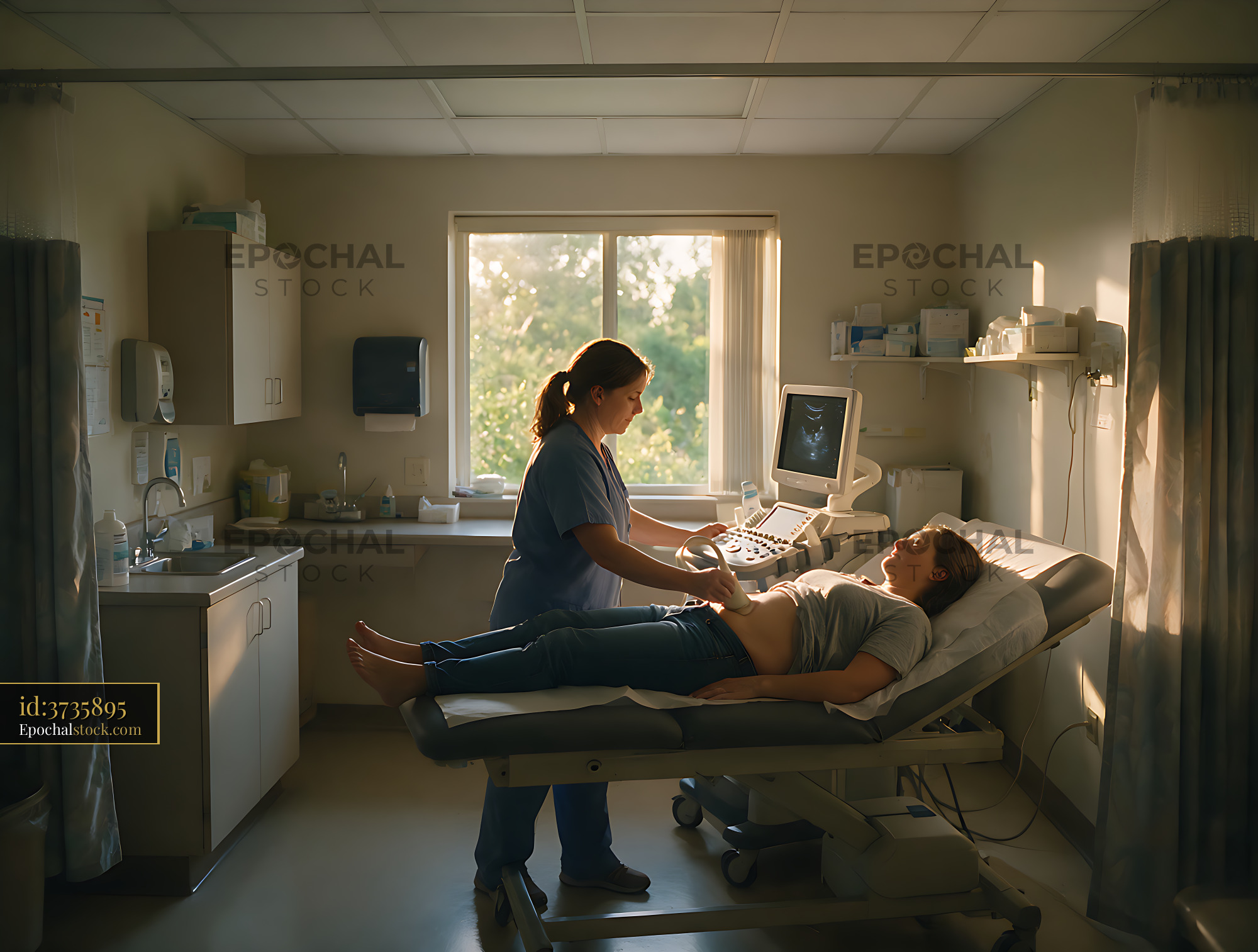 Watermarked full-resolution preview of Sonographer conducting an ultrasound examination