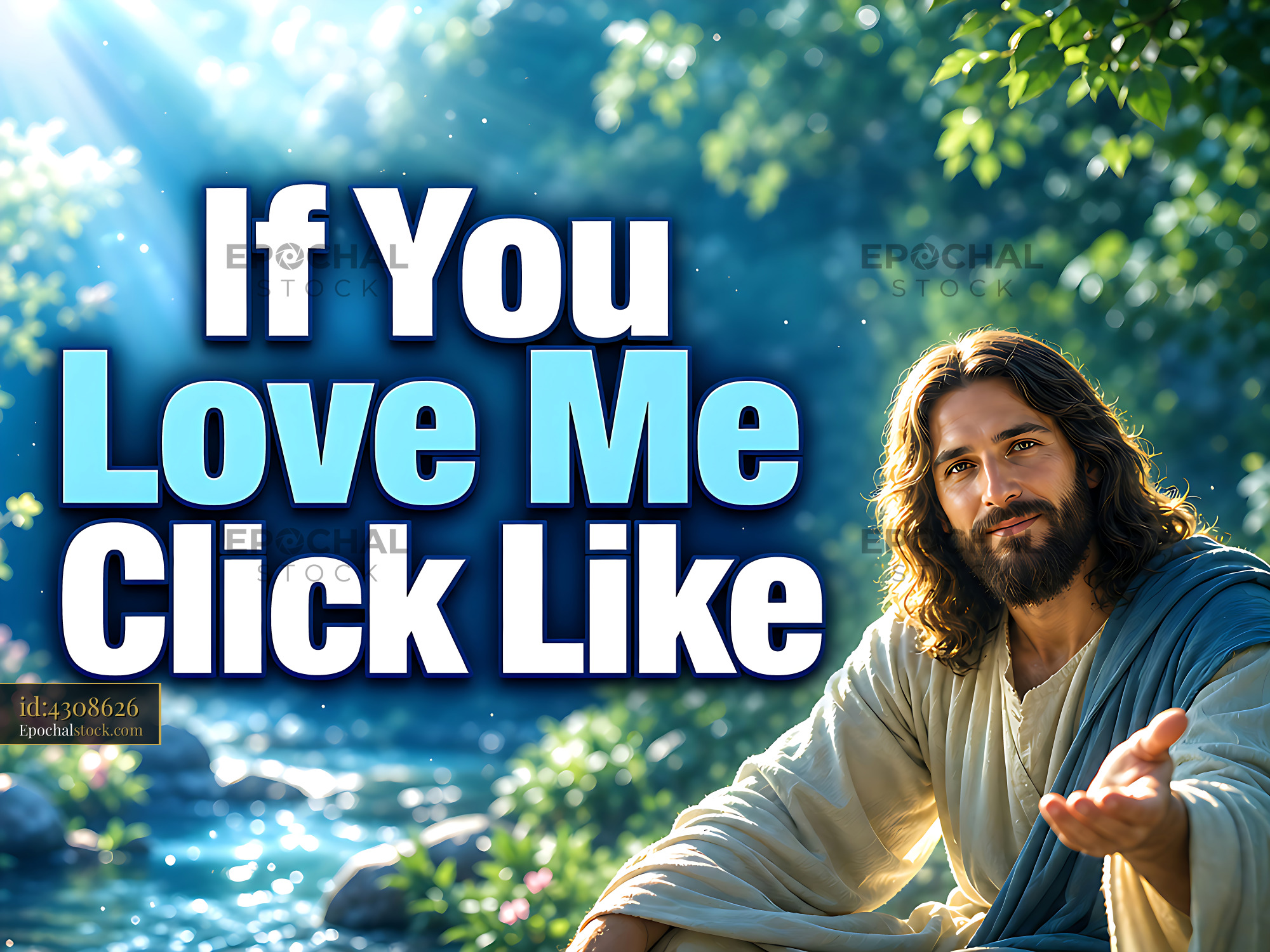 Watermarked full-resolution preview of Man with long hair offering help near a river