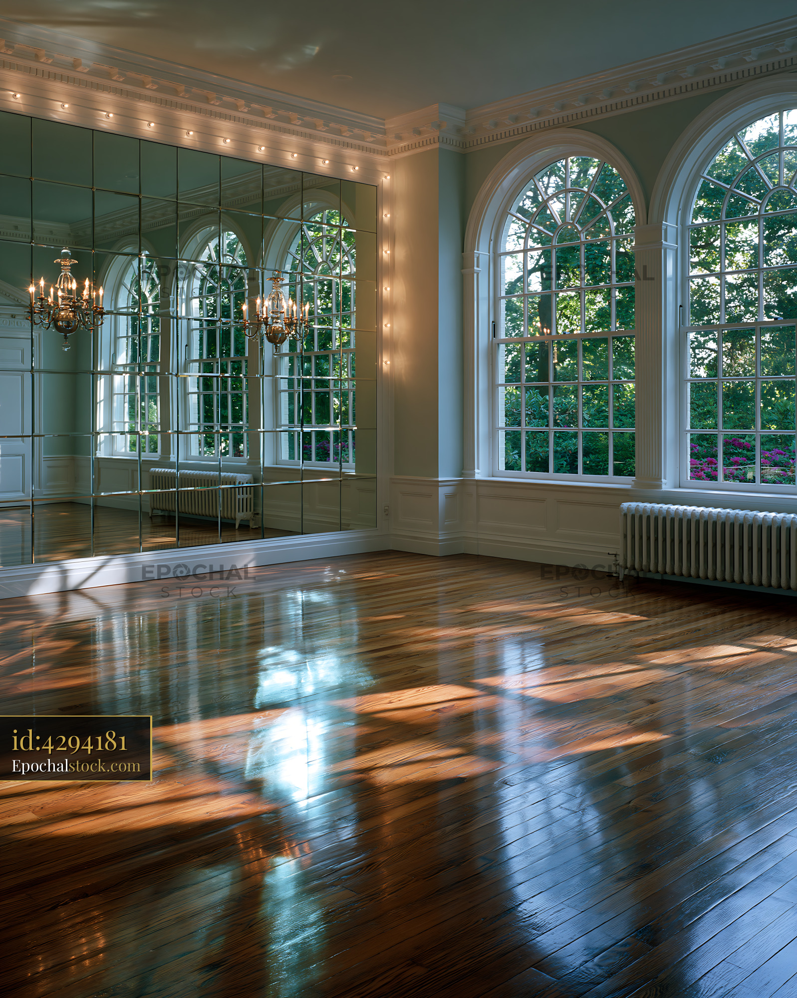 Watermarked full-resolution preview of Bright room with large windows and mirror wall