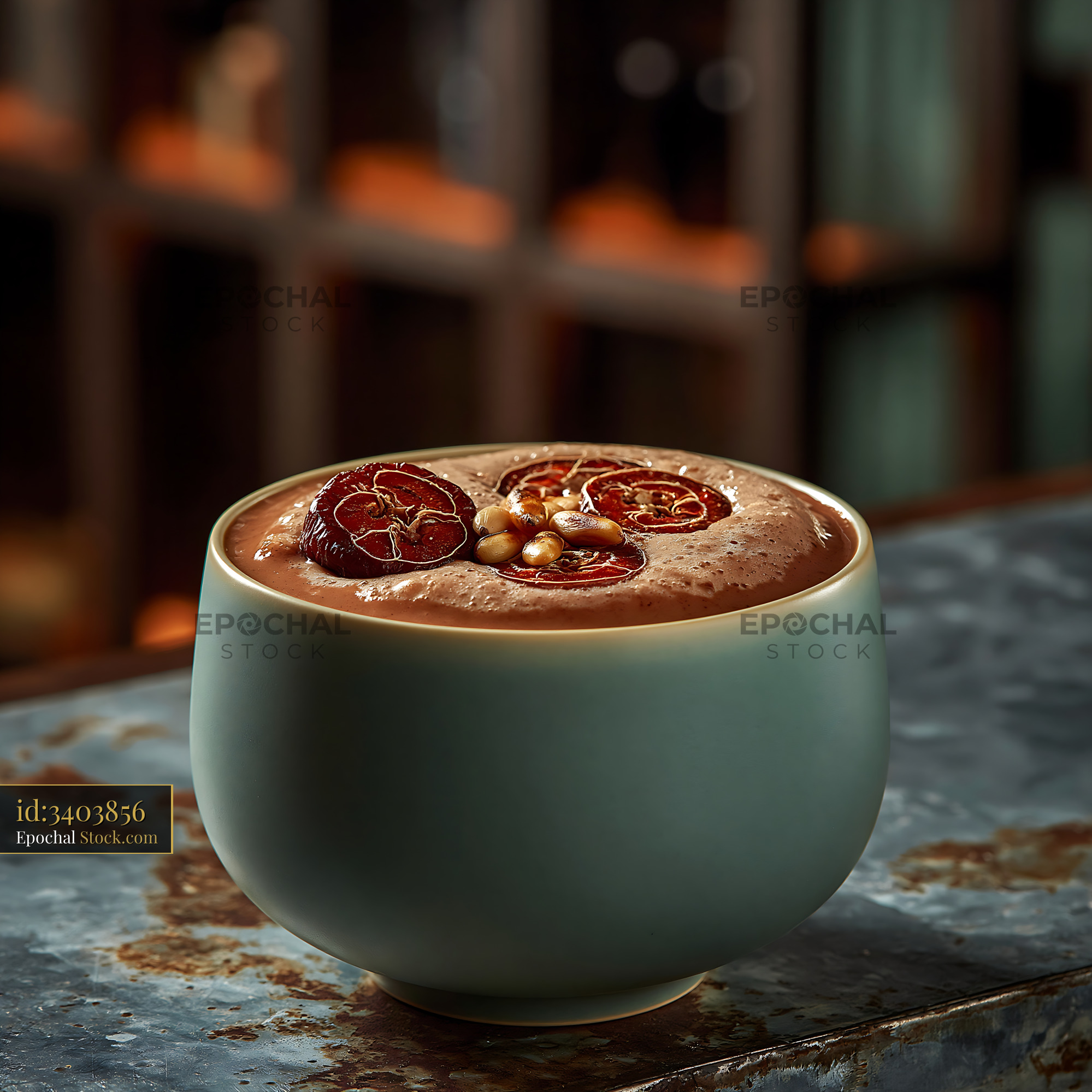 Creamy daechu jujube smoothie with dried fruit and pine nuts - stock photo