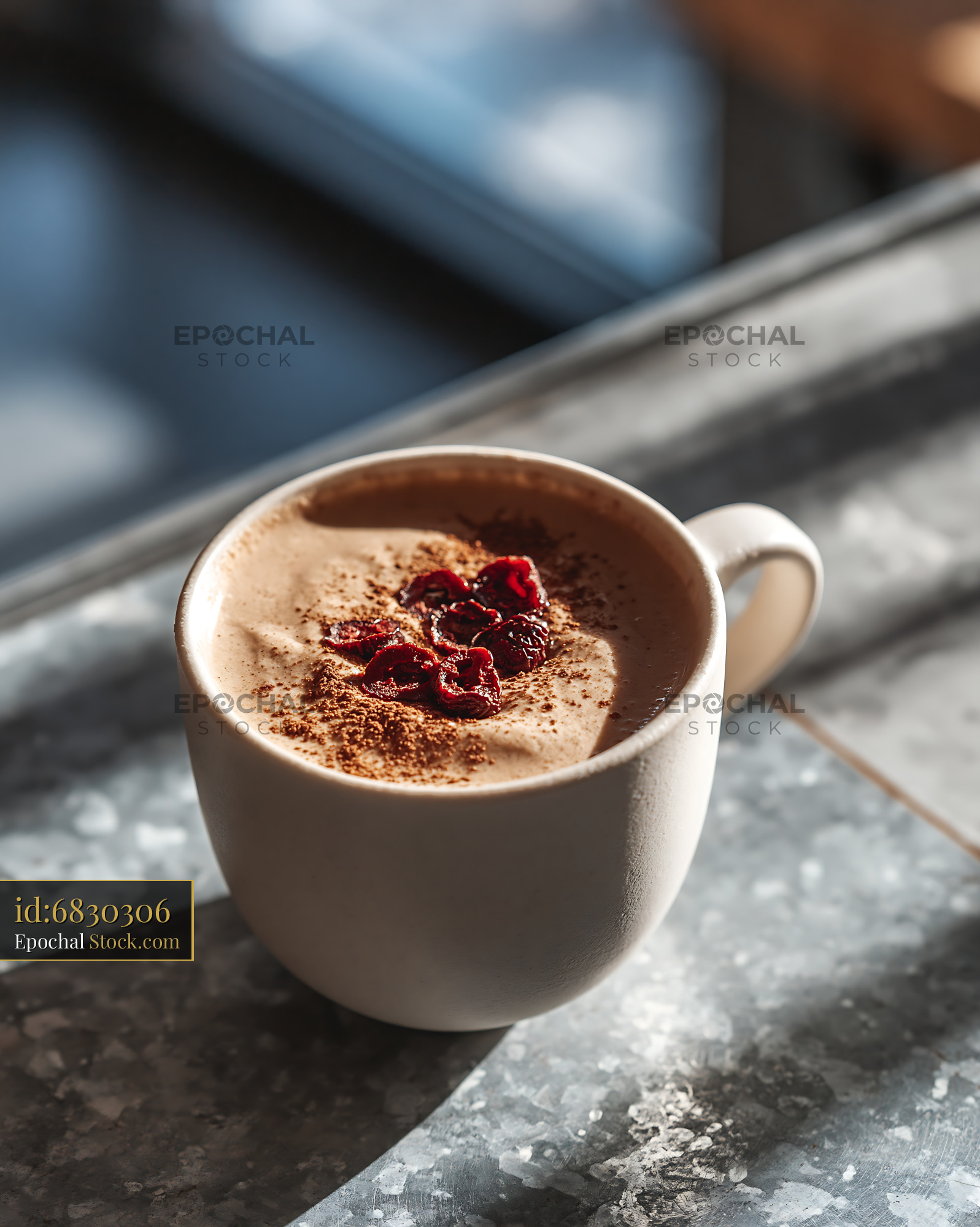 Daechu jujube smoothie with cinnamon and dried fruit in a ceramic mug - stock photo