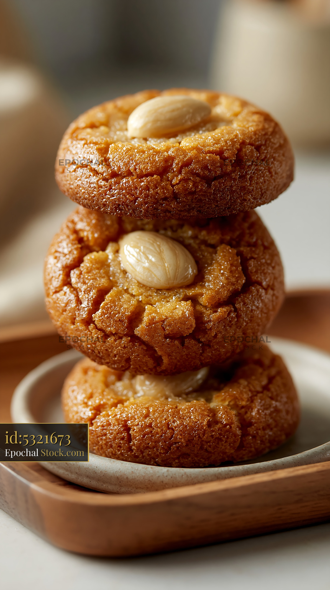 Stack of traditional Turkish acibadem kurabiyesi almond macaroons - stock photo