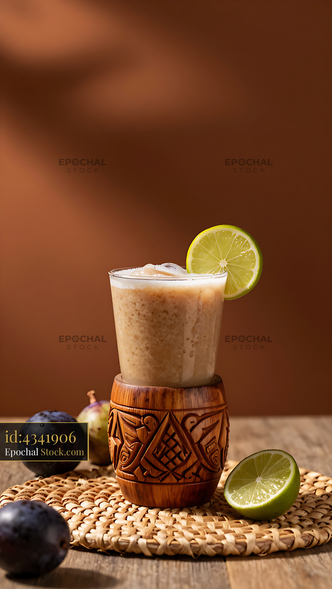 Kakadu Plum Keepsake smoothie in a decorative wooden holder - stock photo