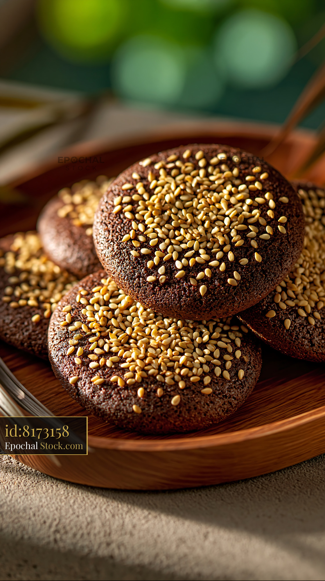 Traditional carob molasses biscuits with toasted sesame seeds - stock photo