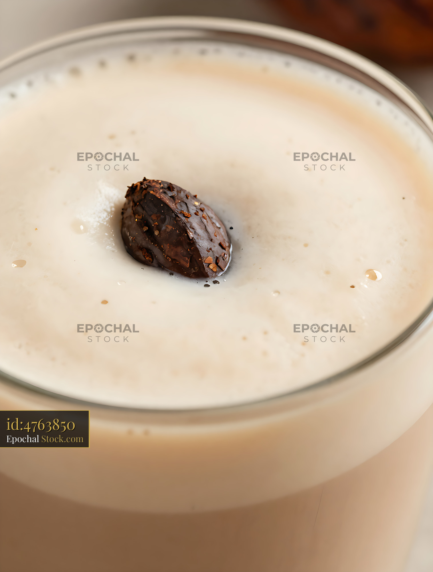 Cupuacu cream smoothie with a dark garnish in a glass - stock photo