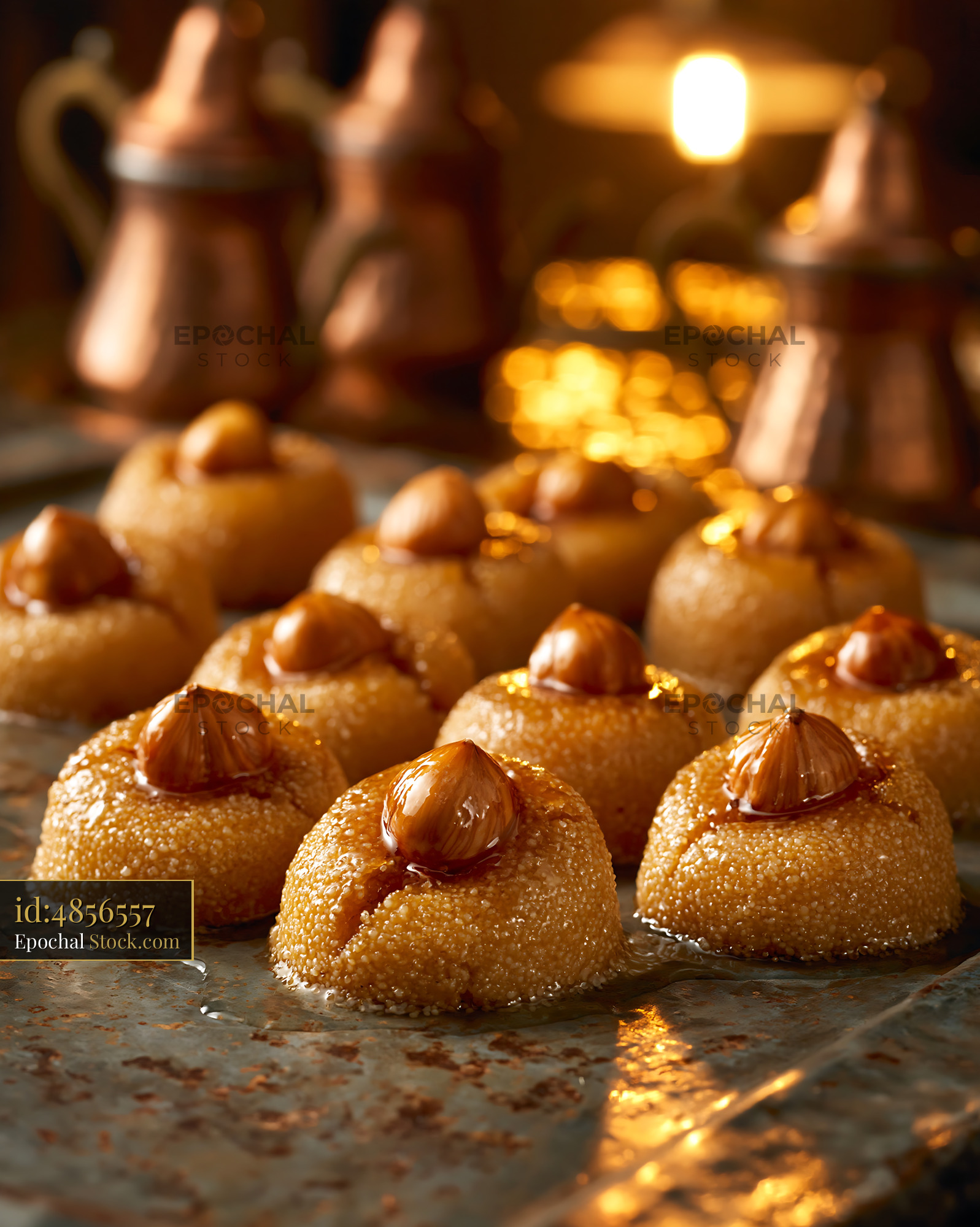 Sekerpare hazelnut biscuits on a rustic metal tray - stock photo