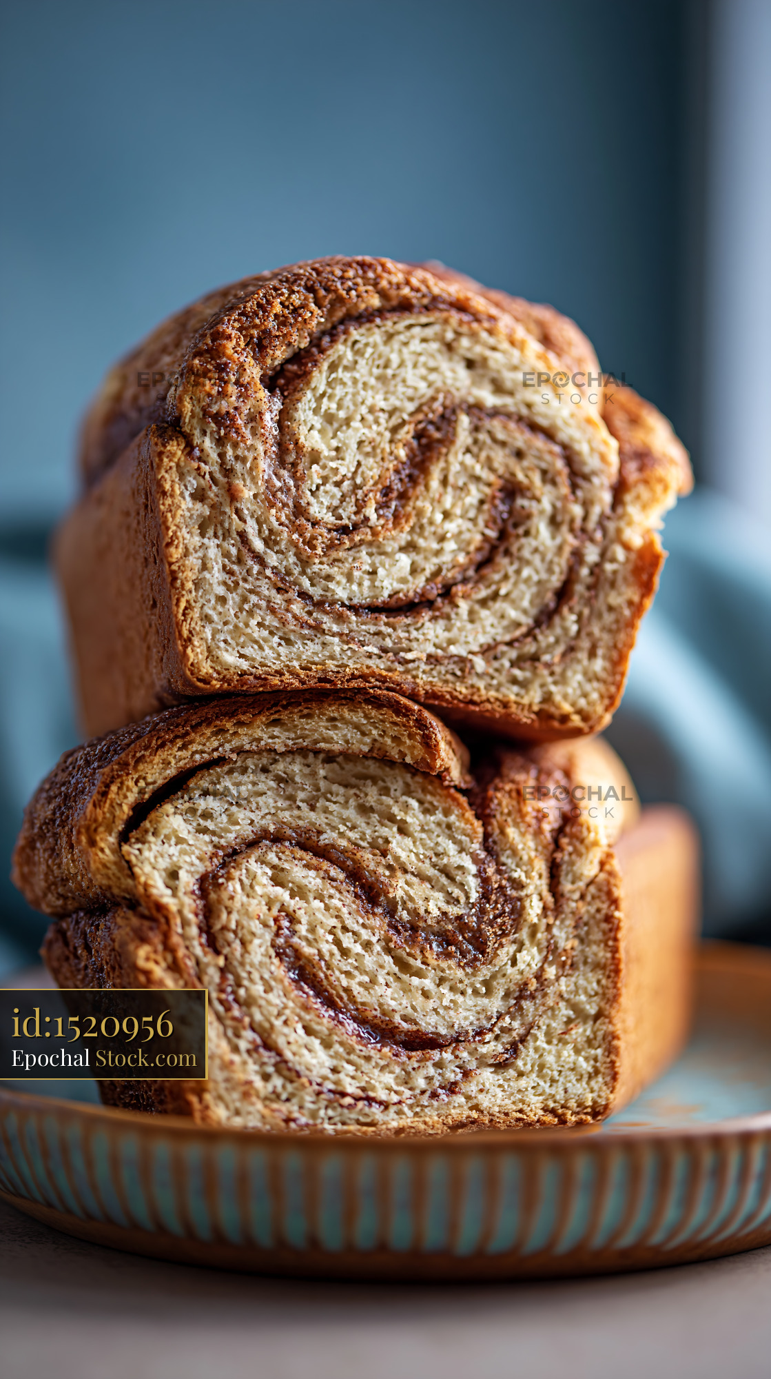 Slices of homemade Amish friendship German bread with cinnamon swirls - stock photo