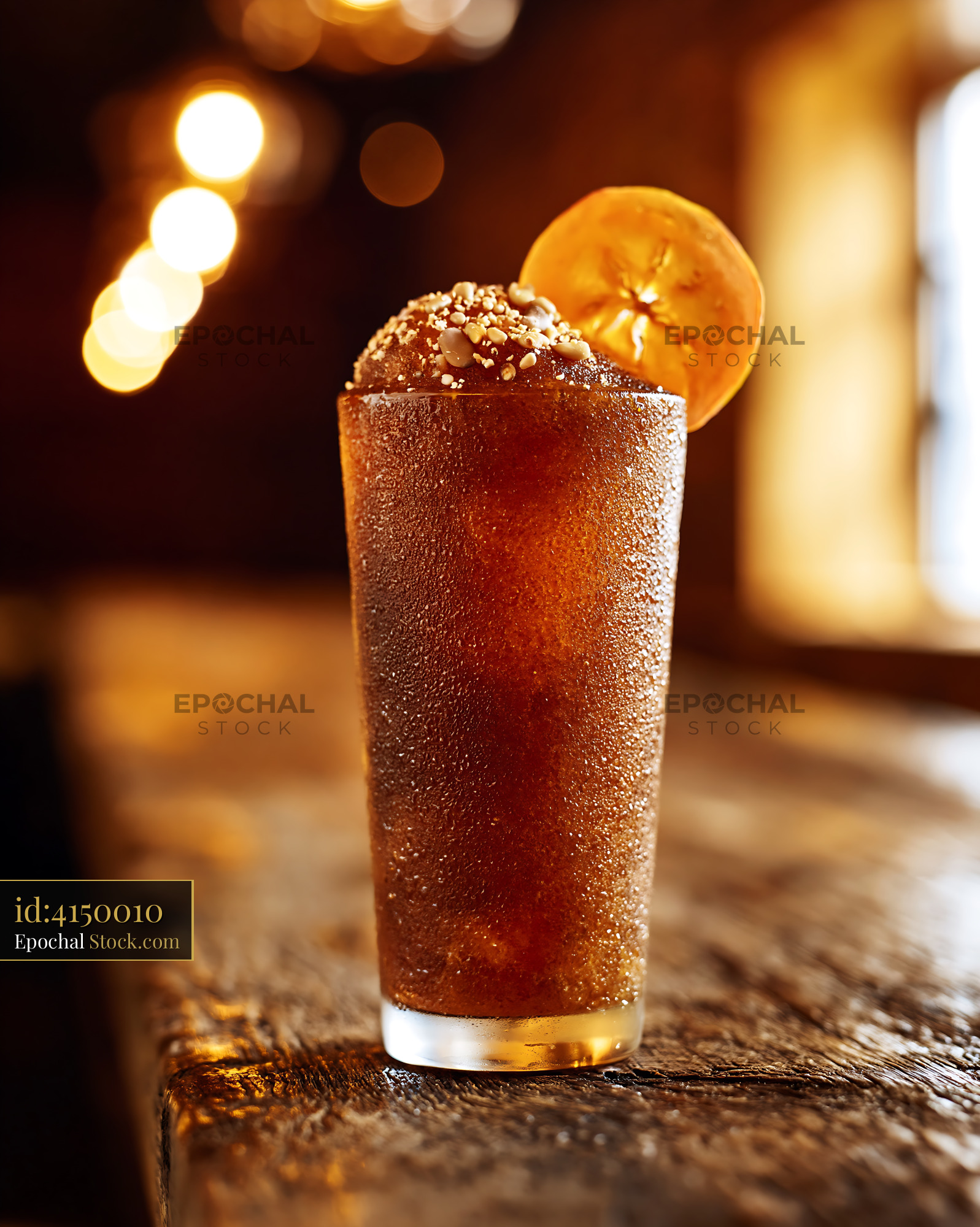 Sujeonggwa smoothie with dried persimmon and nuts in a rustic cafe - stock photo