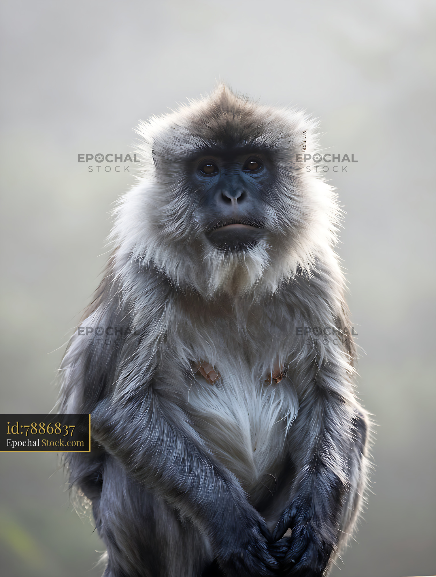 Portrait of a lion-tailed macaque with a thoughtful expression - stock photo
