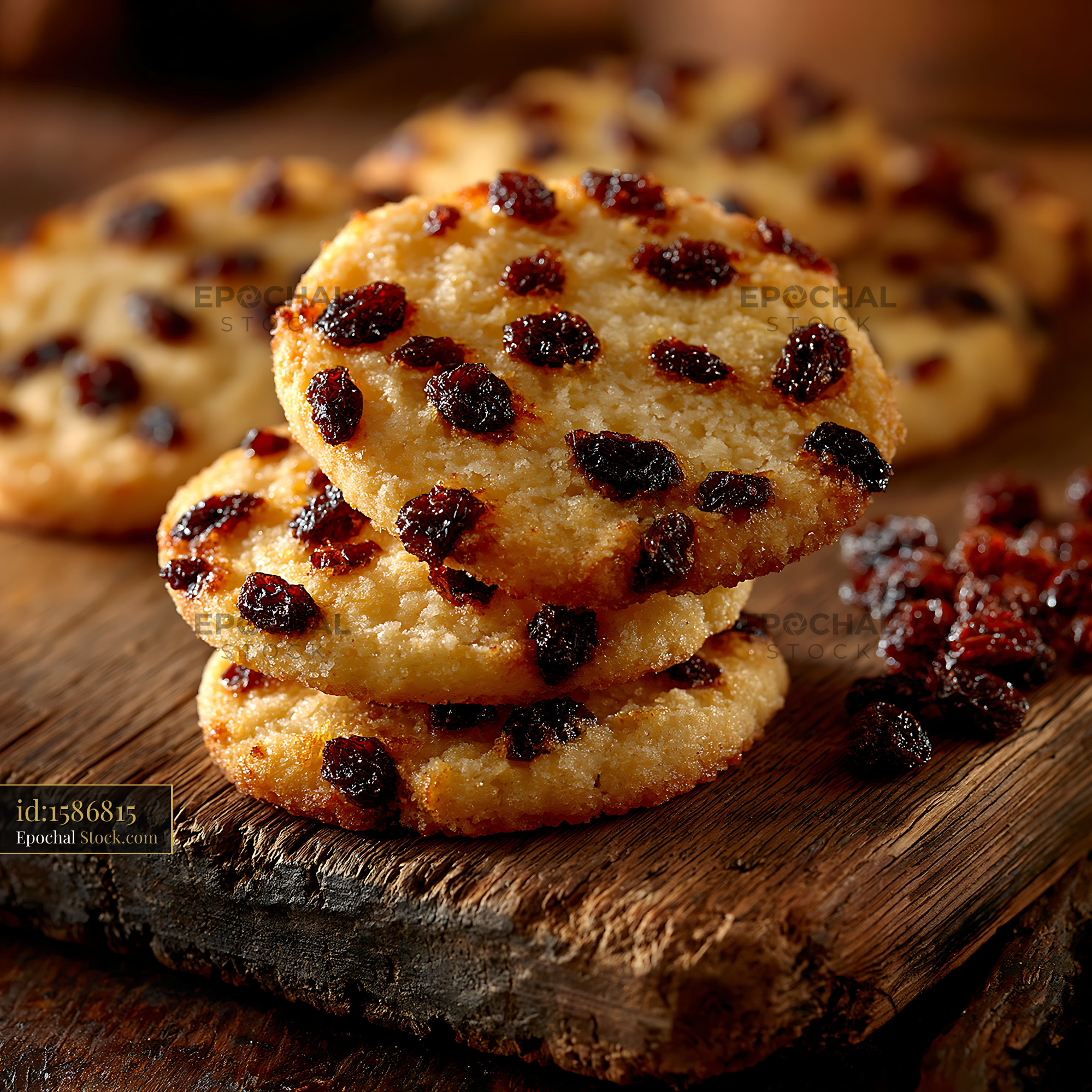 Shirini kishmishi biscuits stacked on a rustic wooden board - stock photo