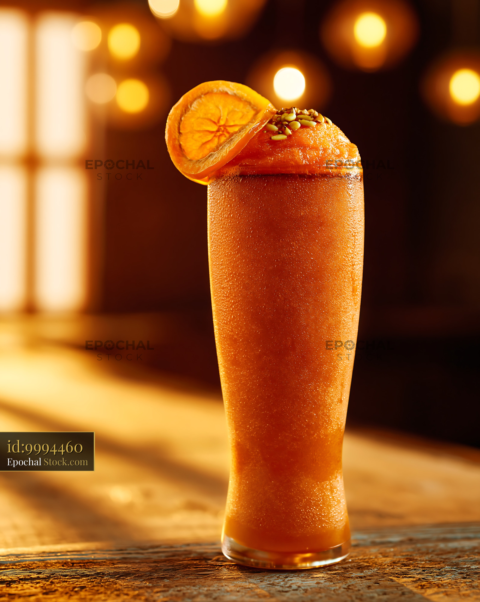 Iced sujeonggwa smoothie garnished with dried persimmon and pine nuts - stock photo